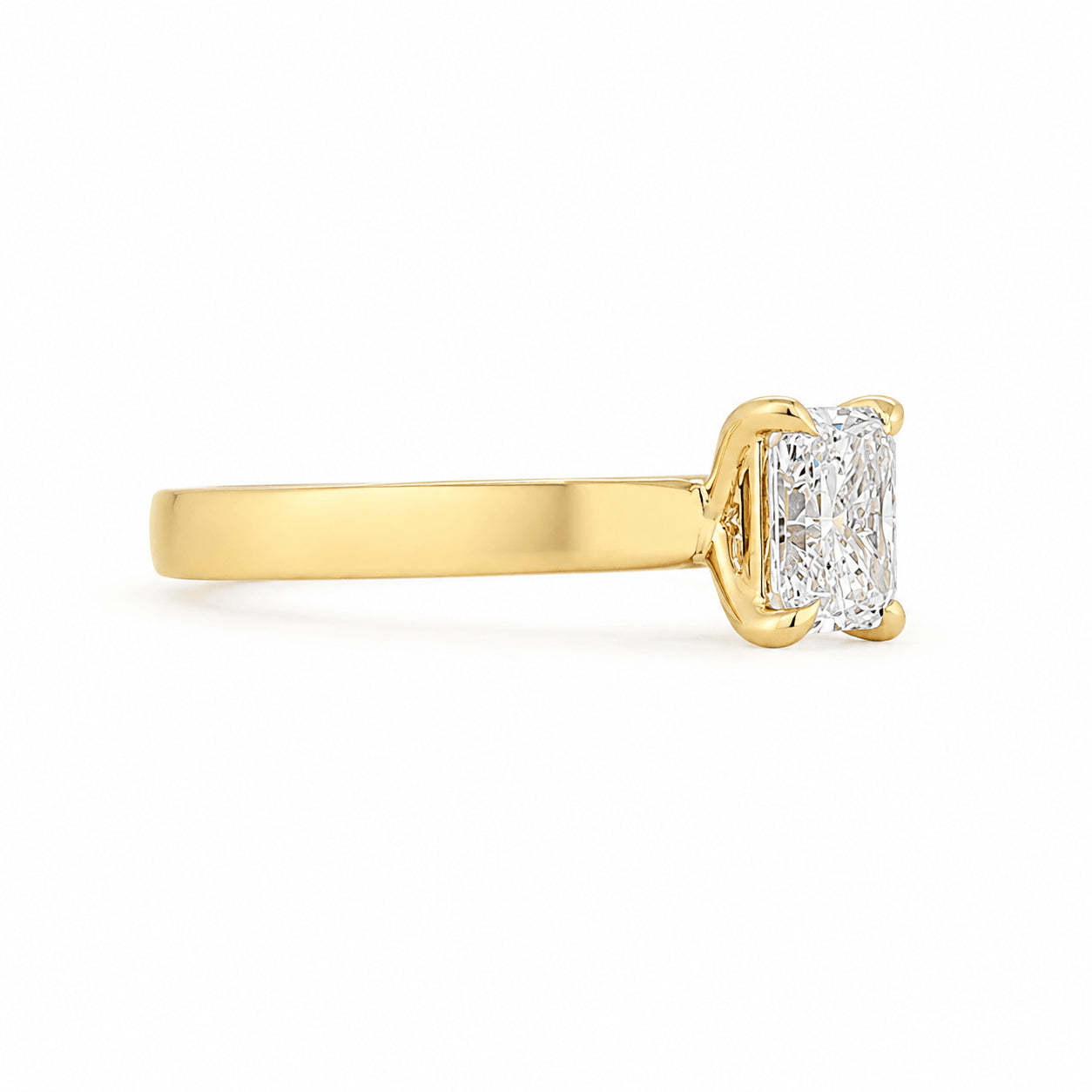 18ct Yellow Gold 0.50ct Radiant Cut Natural Diamond Solitiare Ring