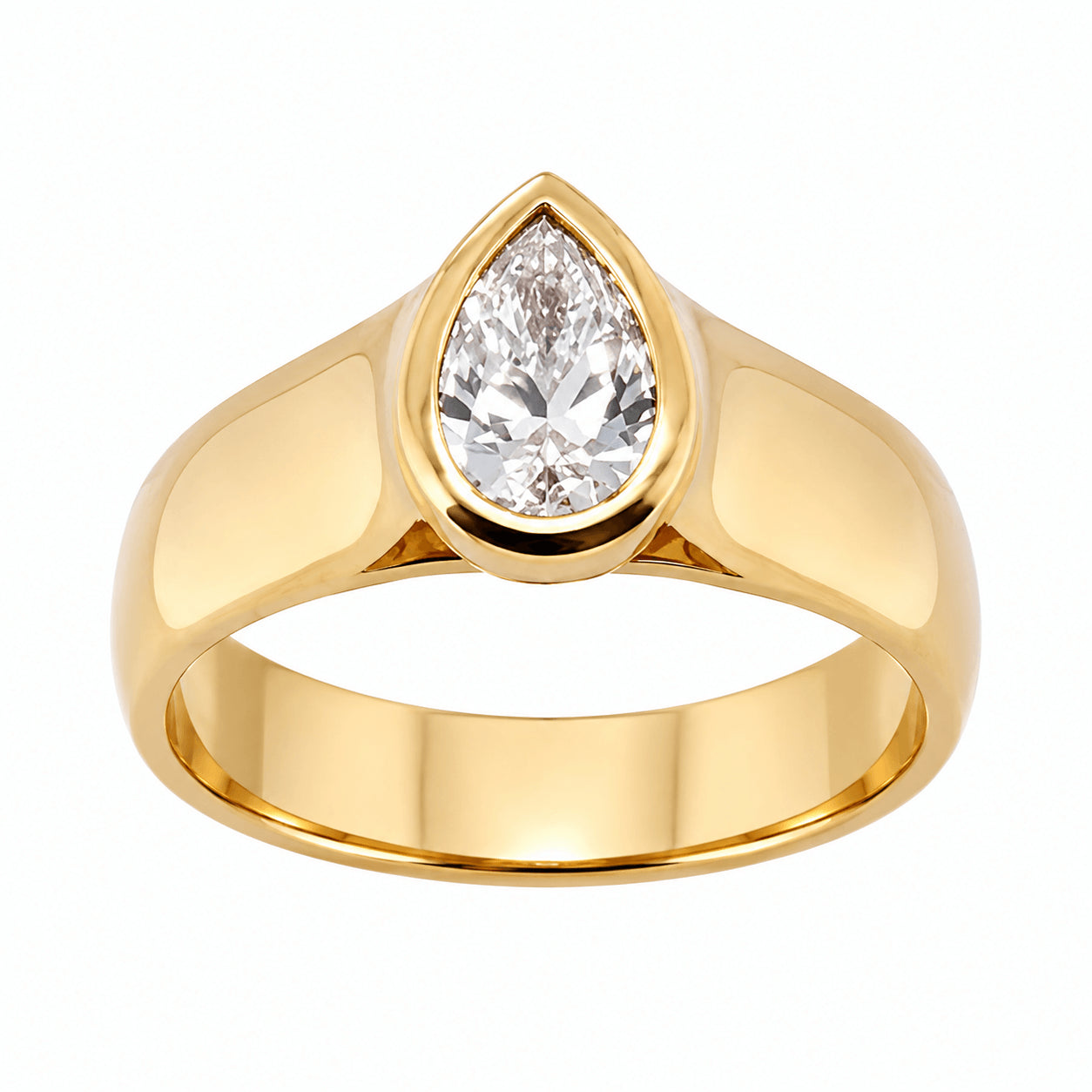 18ct Yellow Gold 0.70ct Pear Cut GIA Certified Natural Diamond Solitaire Ring