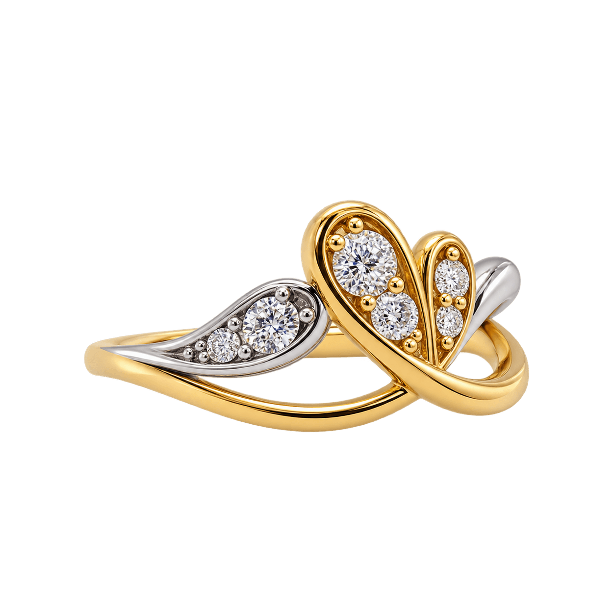 18ct Gold 2-Tone 0.25ct TW Round Diamond Triple Pear Shape Crossover Ring