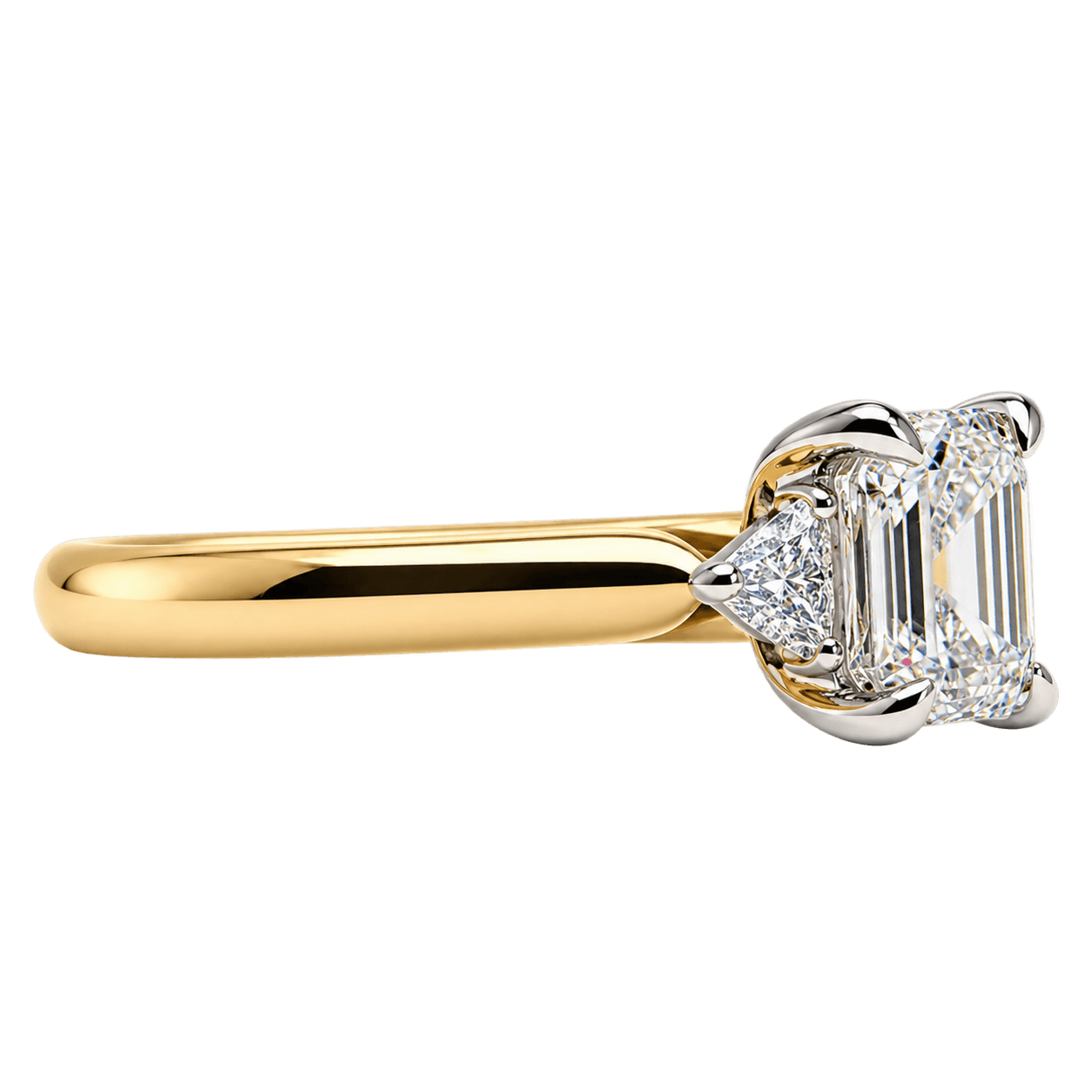 18ct Gold 1.61ct TW Natural Diamond Asscher Trilogy Ring