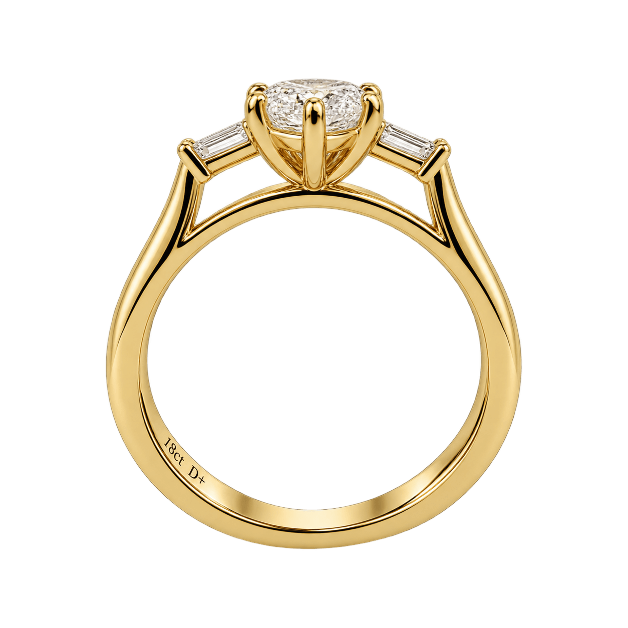 18ct Yellow Gold 1.57ct TW Natural Diamond Hexagon Trilogy Ring