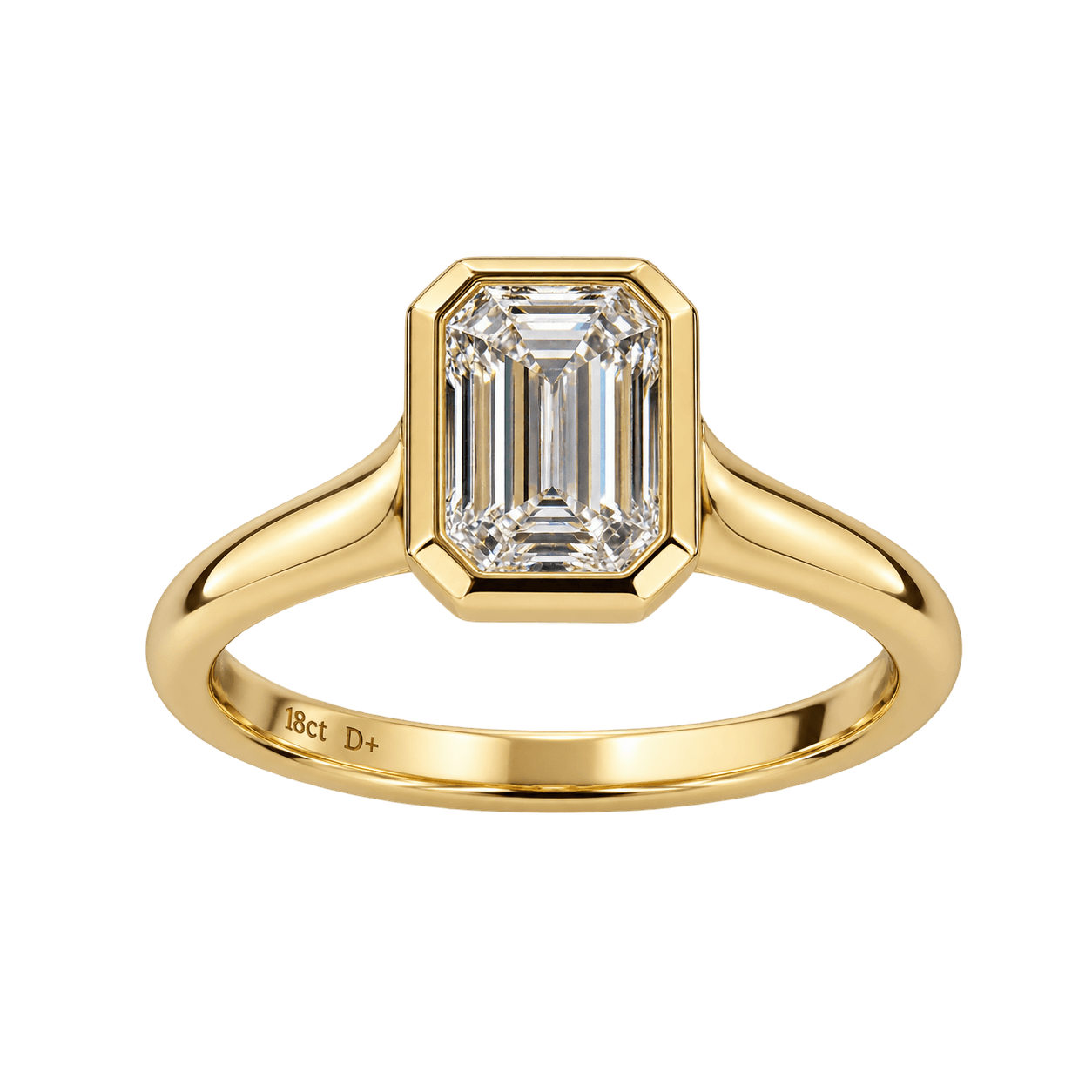 18ct 1.00ct Emerald Cut GIA Certified Natural Diamond Solitiare Ring