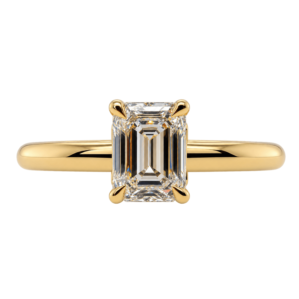 18ct Yellow Gold 0.50ct Emerald Cut Petal Solitaire Ring