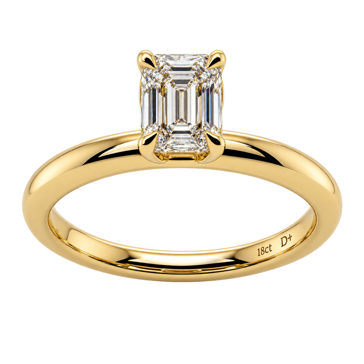 18ct Yellow Gold 0.50ct Emerald Cut Petal Solitaire Ring