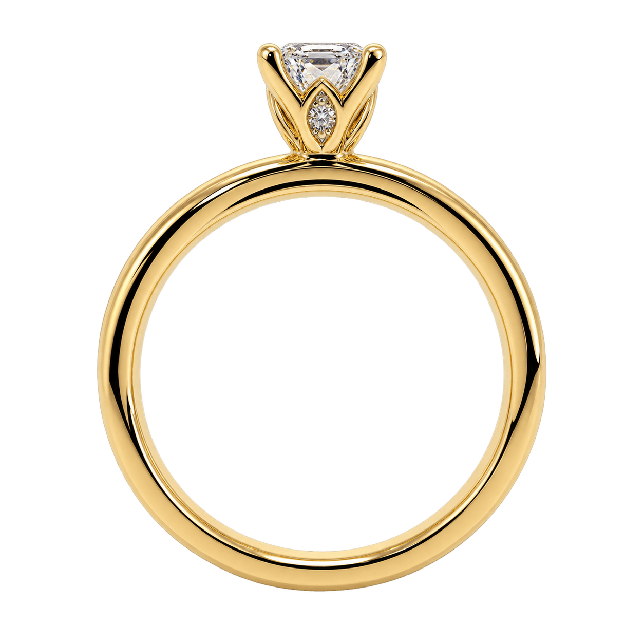 18ct Yellow Gold 0.50ct Emerald Cut Petal Solitaire Ring