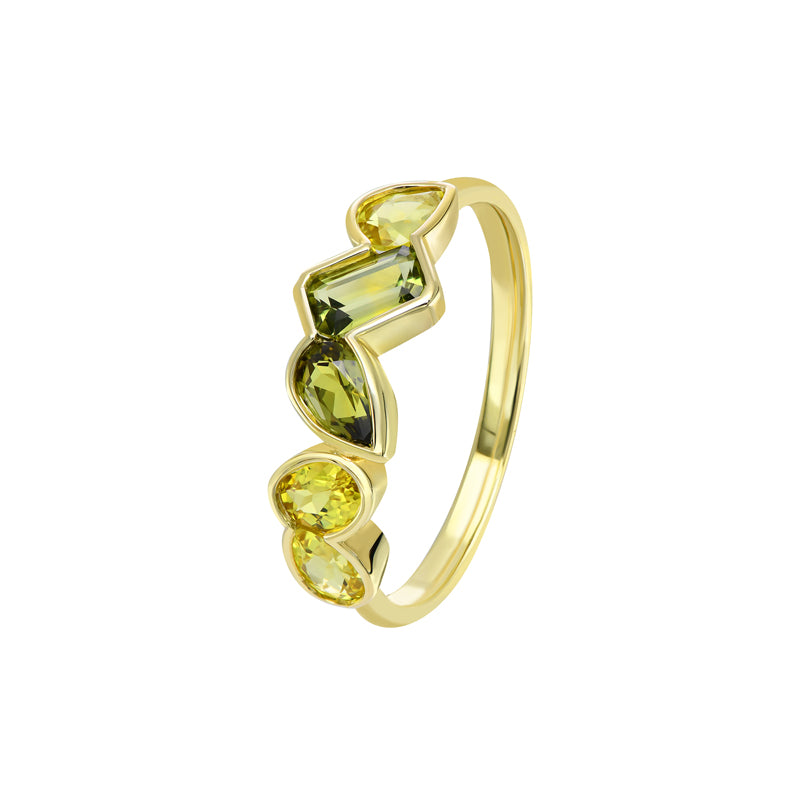 9ct Yellow Gold Australian Yellow & Green Sapphire Ring