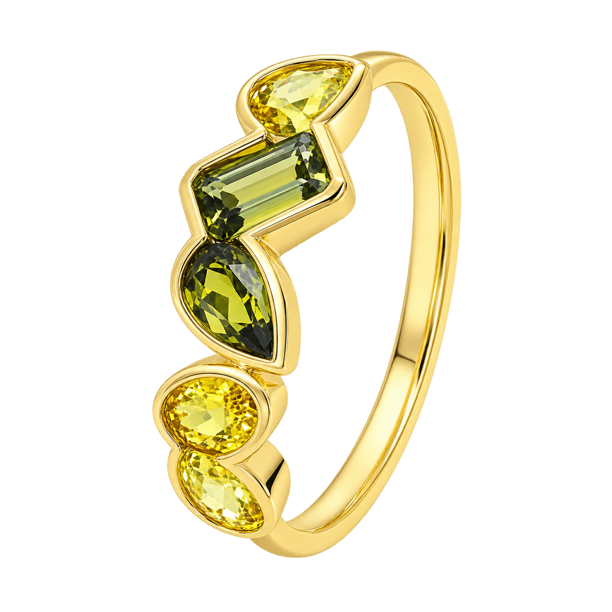 9ct Yellow Gold Australian Yellow & Green Sapphire Ring