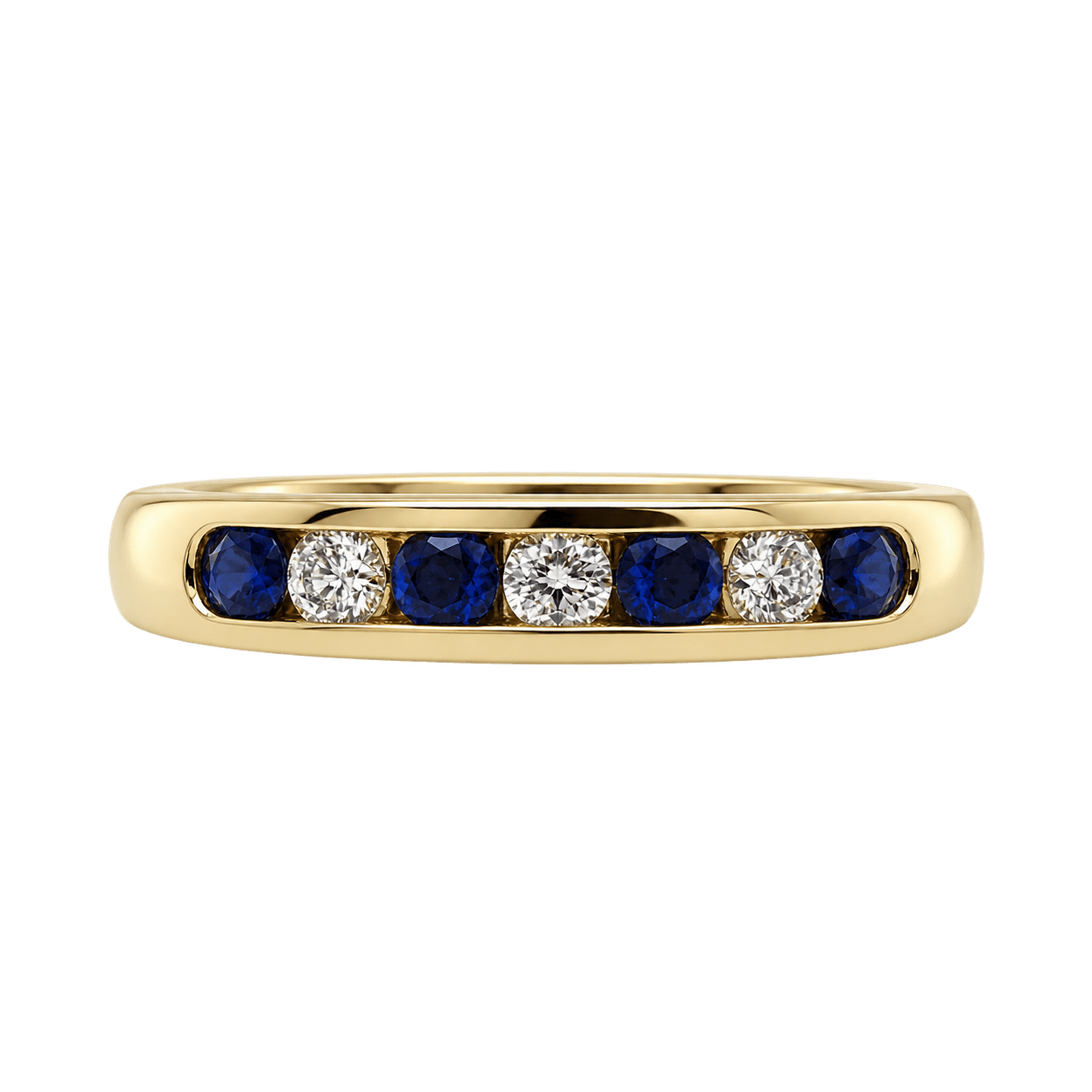 9ct Yellow Gold Sapphire & Diamond Channel Set Ring