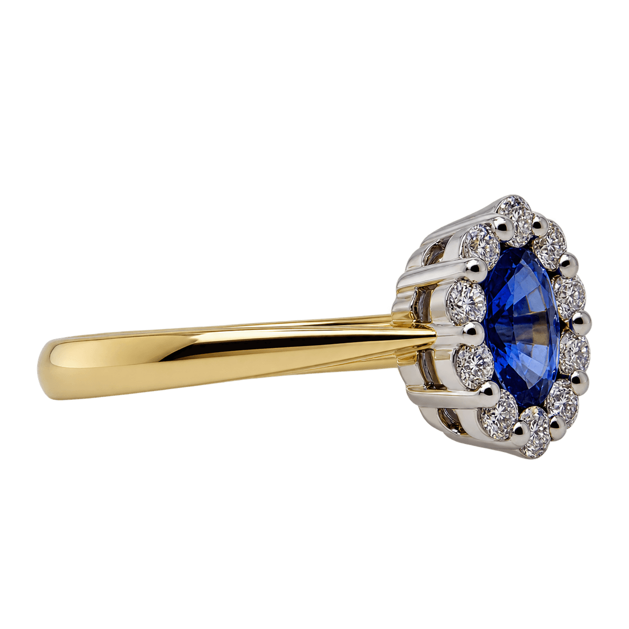 18ct Yellow & White Gold Oval Ceylon Sapphire & Diamond Ring