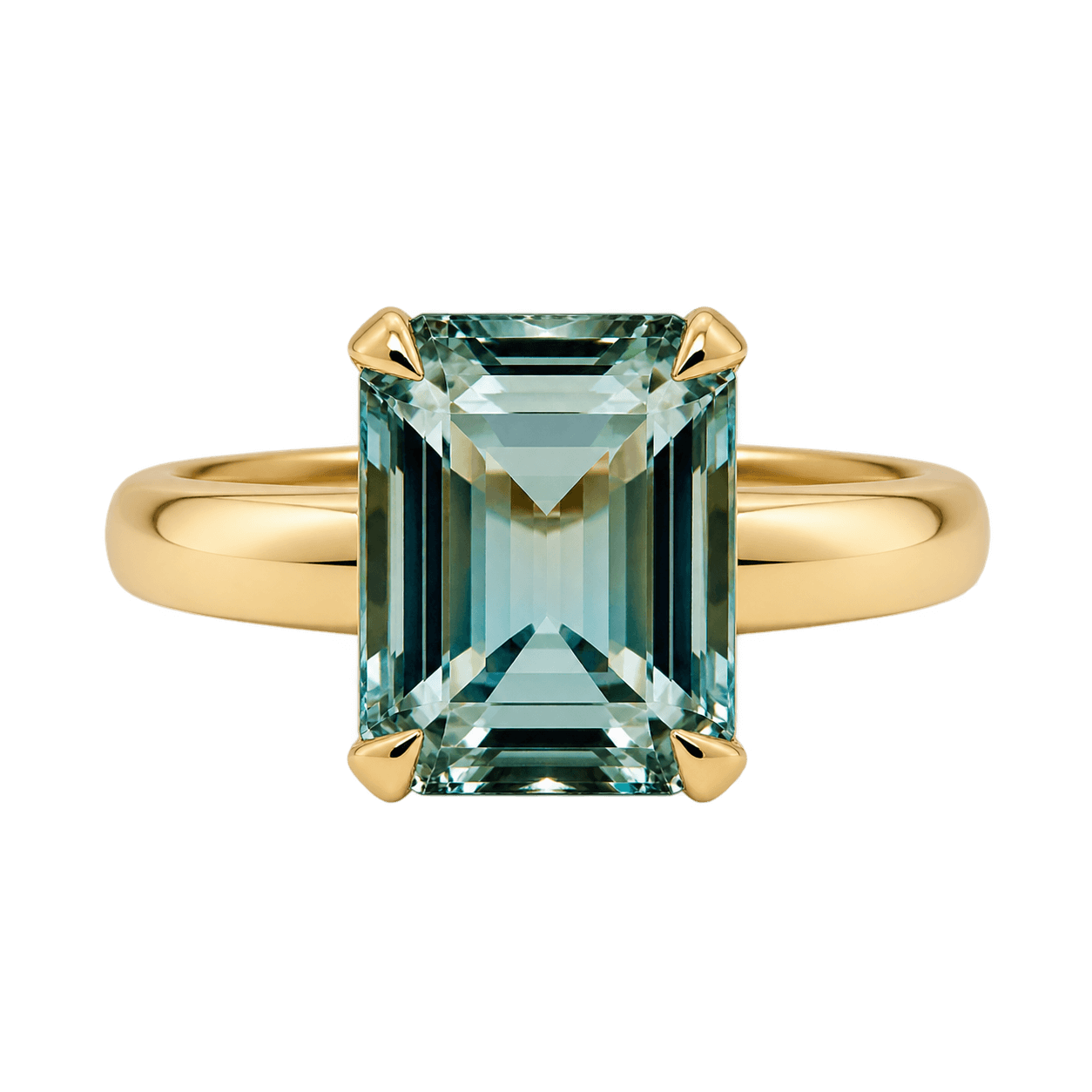 9ct Yellow Gold Aquamarine Emerald Cut Ring