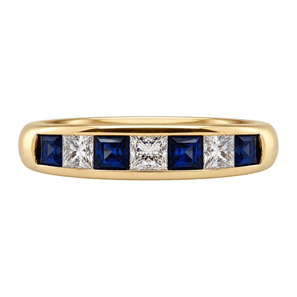 9ct Yellow Gold Sapphire & Diamond Channel Set Ring