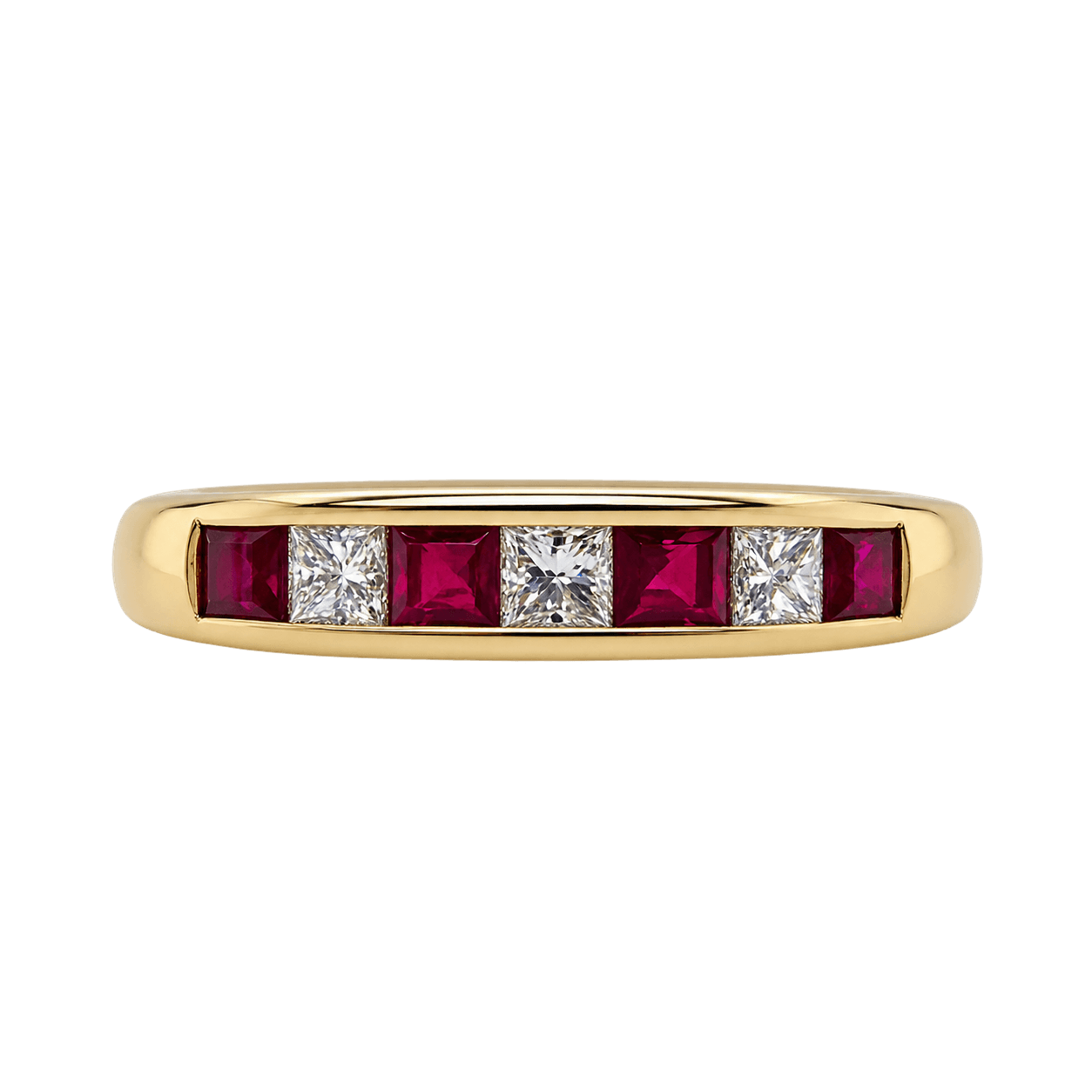 9ct Yellow Gold Ruby & Diamond Channel Set Ring