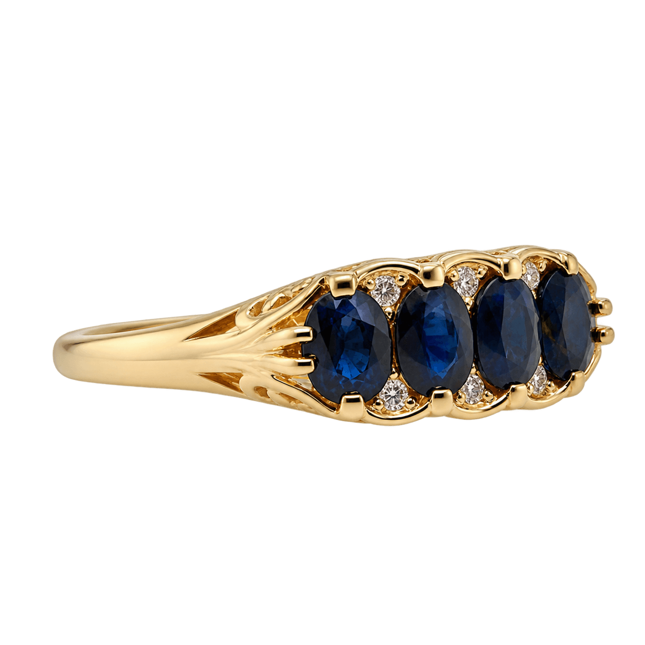 9ct Yellow Gold Sapphire & Diamond Ring