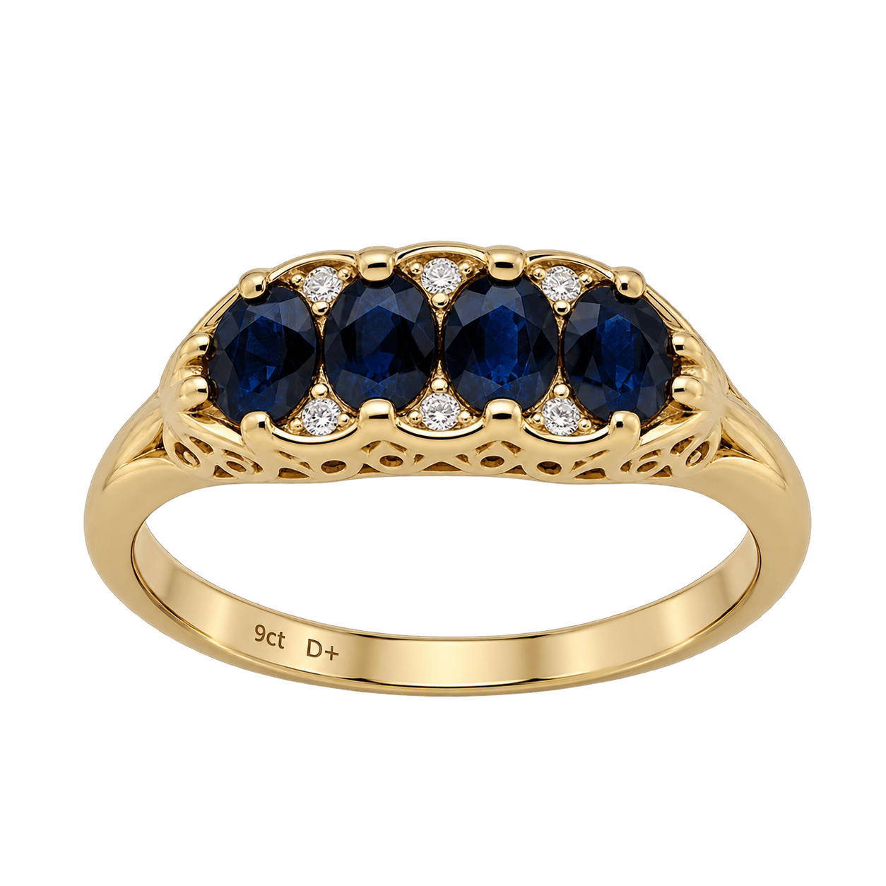 9ct Yellow Gold Sapphire & Diamond Ring