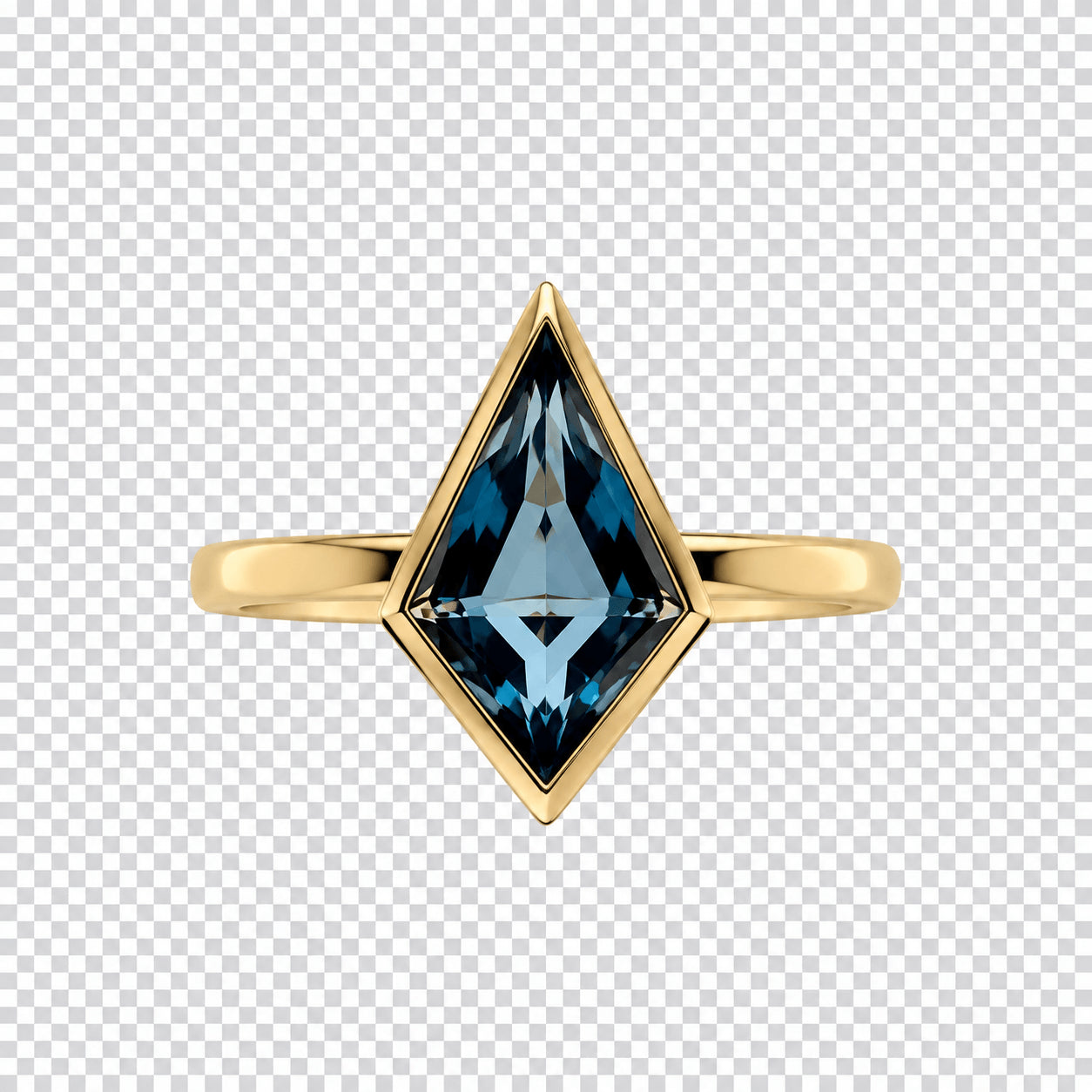 9ct Yellow Gold London Blue Topaz Kite Ring