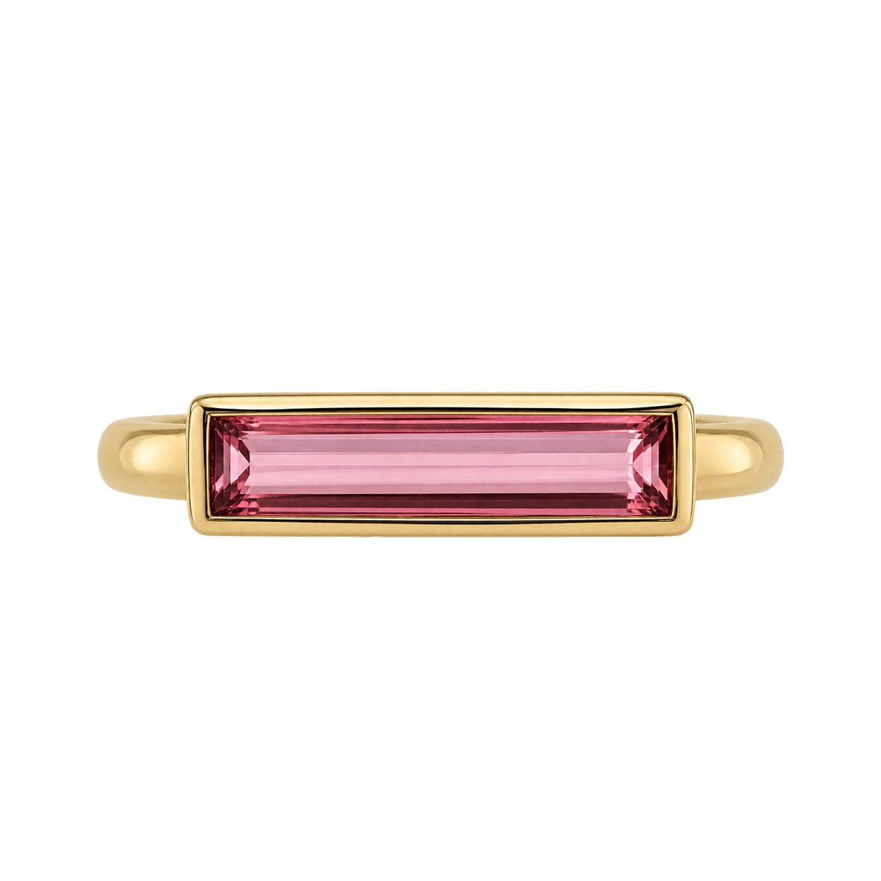 9ct Yellow Gold Pink Tourmaline Baguette Ring