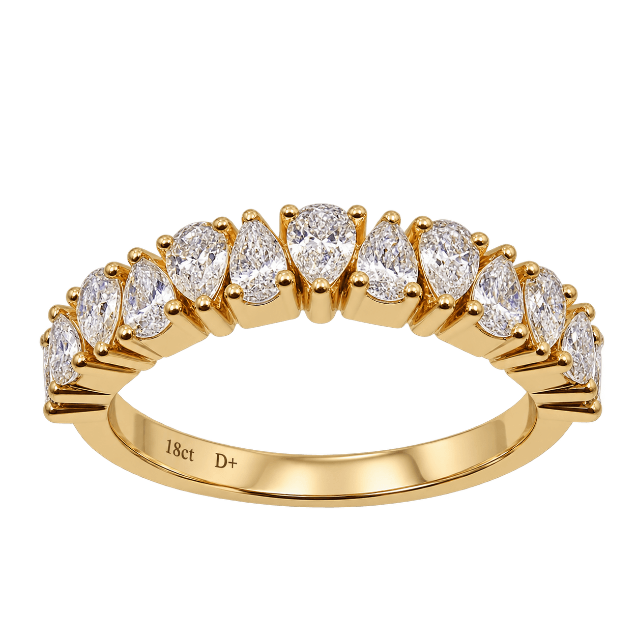 18ct Yellow Gold 0.75ct TW Pear Natural Diamond Ring