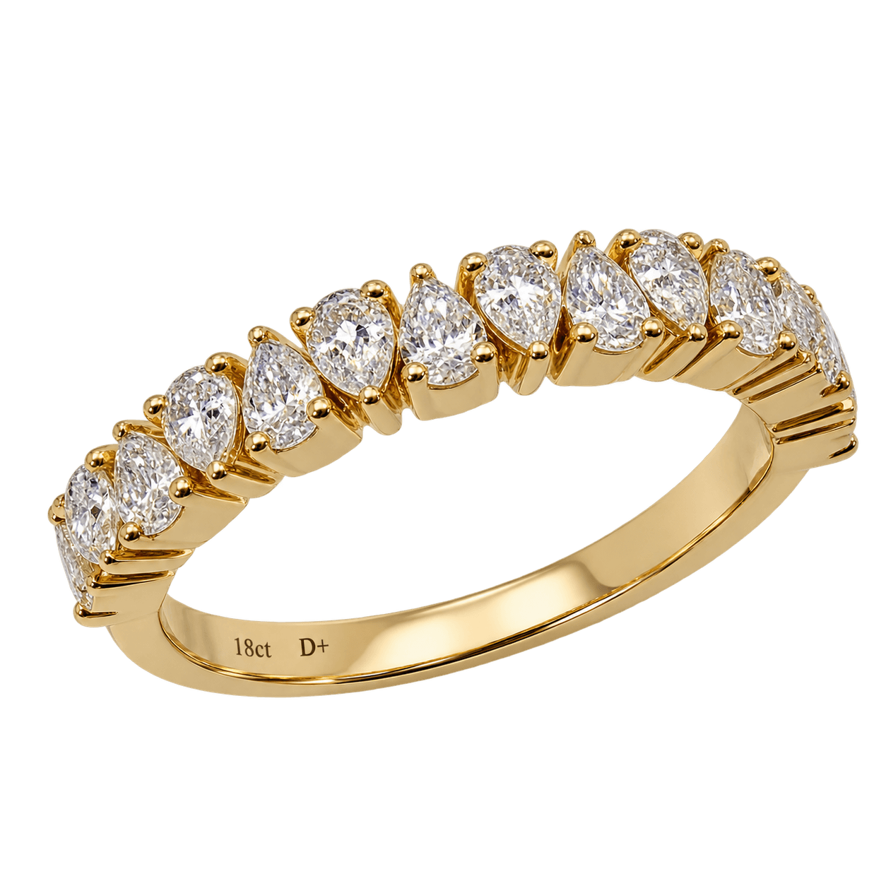 18ct Yellow Gold 0.75ct TW Pear Natural Diamond Ring