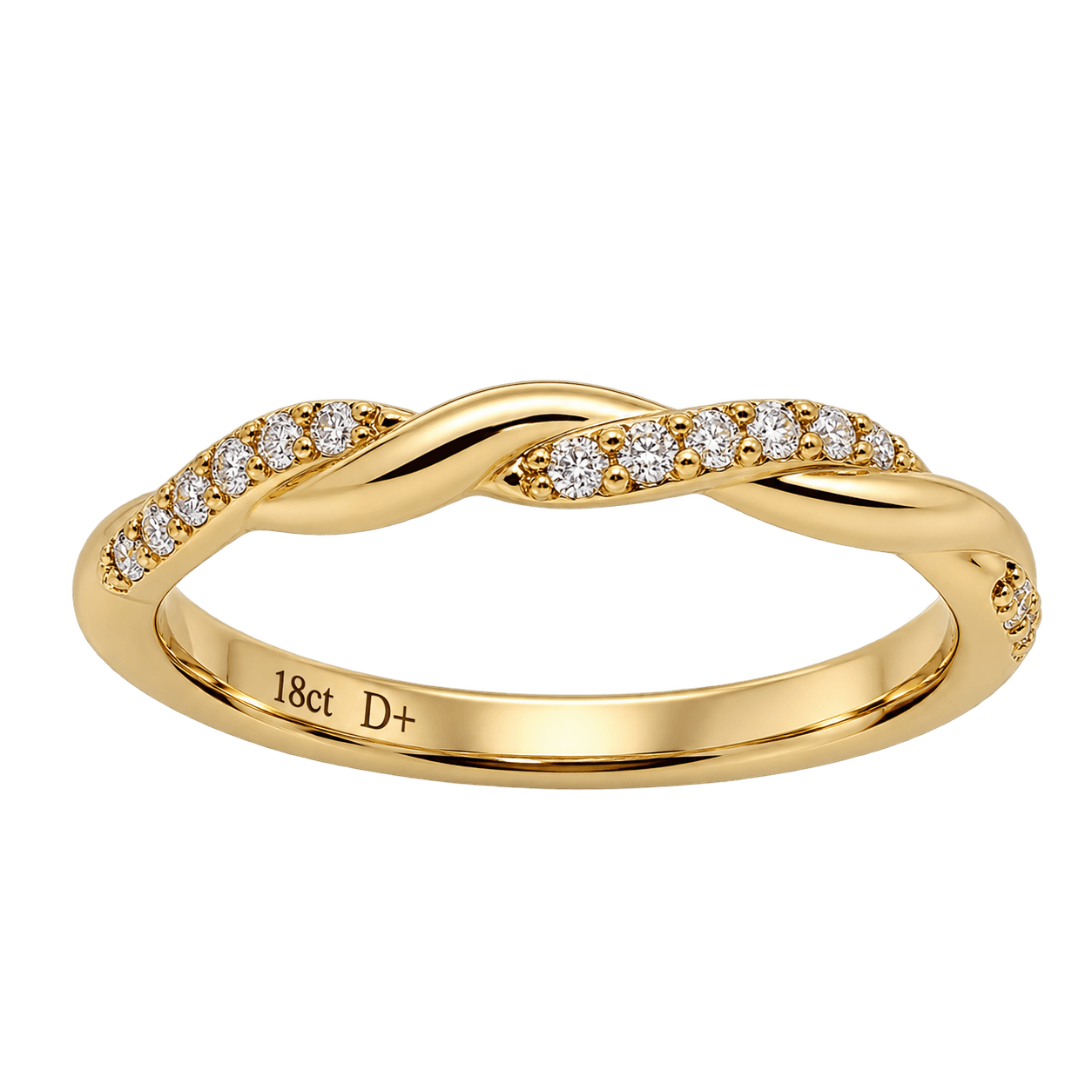 18ct Yellow Gold Diamond Twist Band