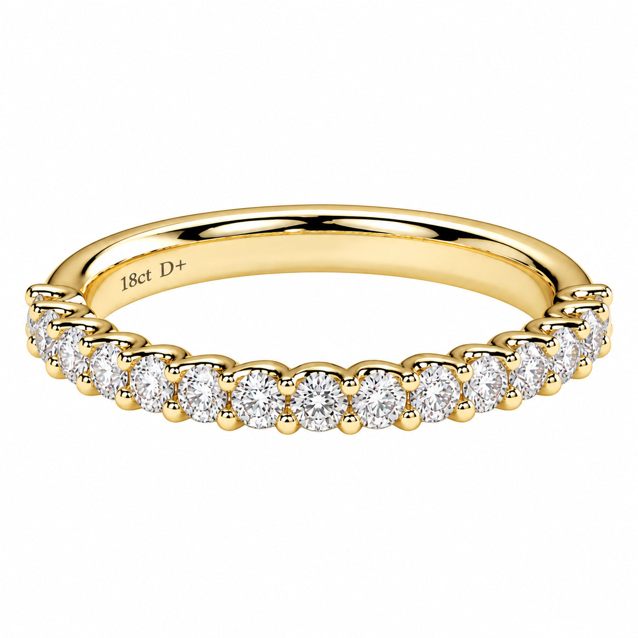 18ct Yellow Gold 15=0.56ct TW Natural Diamond Claw Set Ring - SMALL