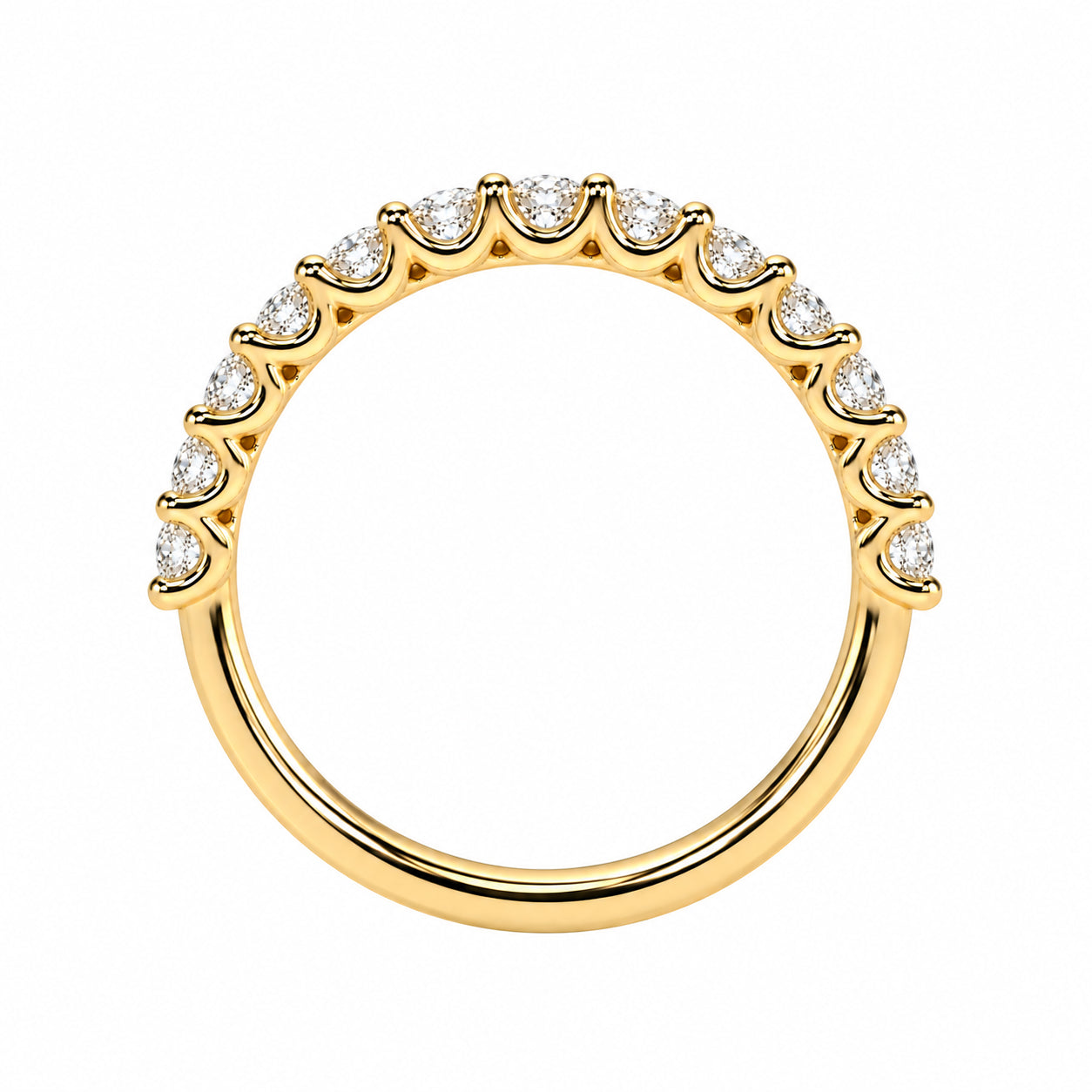 18ct Yellow Gold 15=0.56ct TW Natural Diamond Claw Set Ring - SMALL