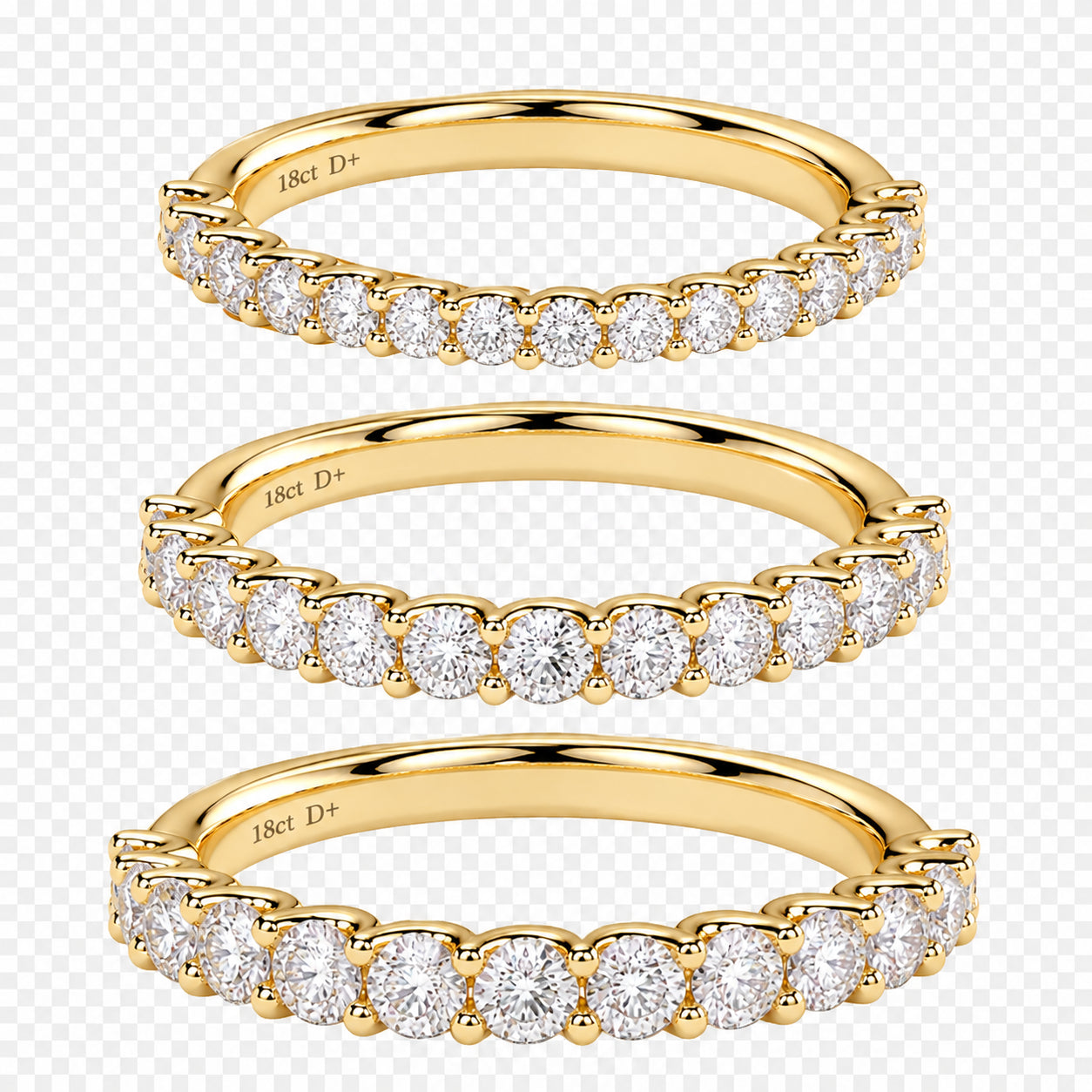 18ct Yellow Gold 13=0.97ct TW Natural Diamond Claw Set Ring - MEDIUM