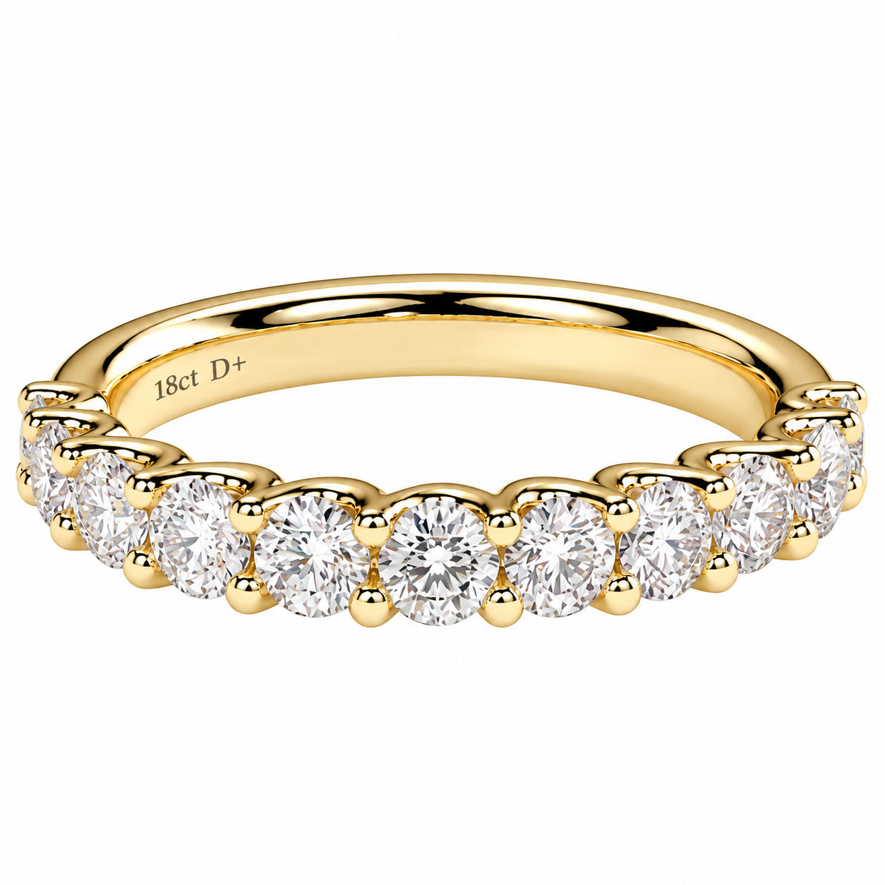 18ct Yellow Gold 11=1.34ct TW Natural Diamond Claw Set Ring - LARGE