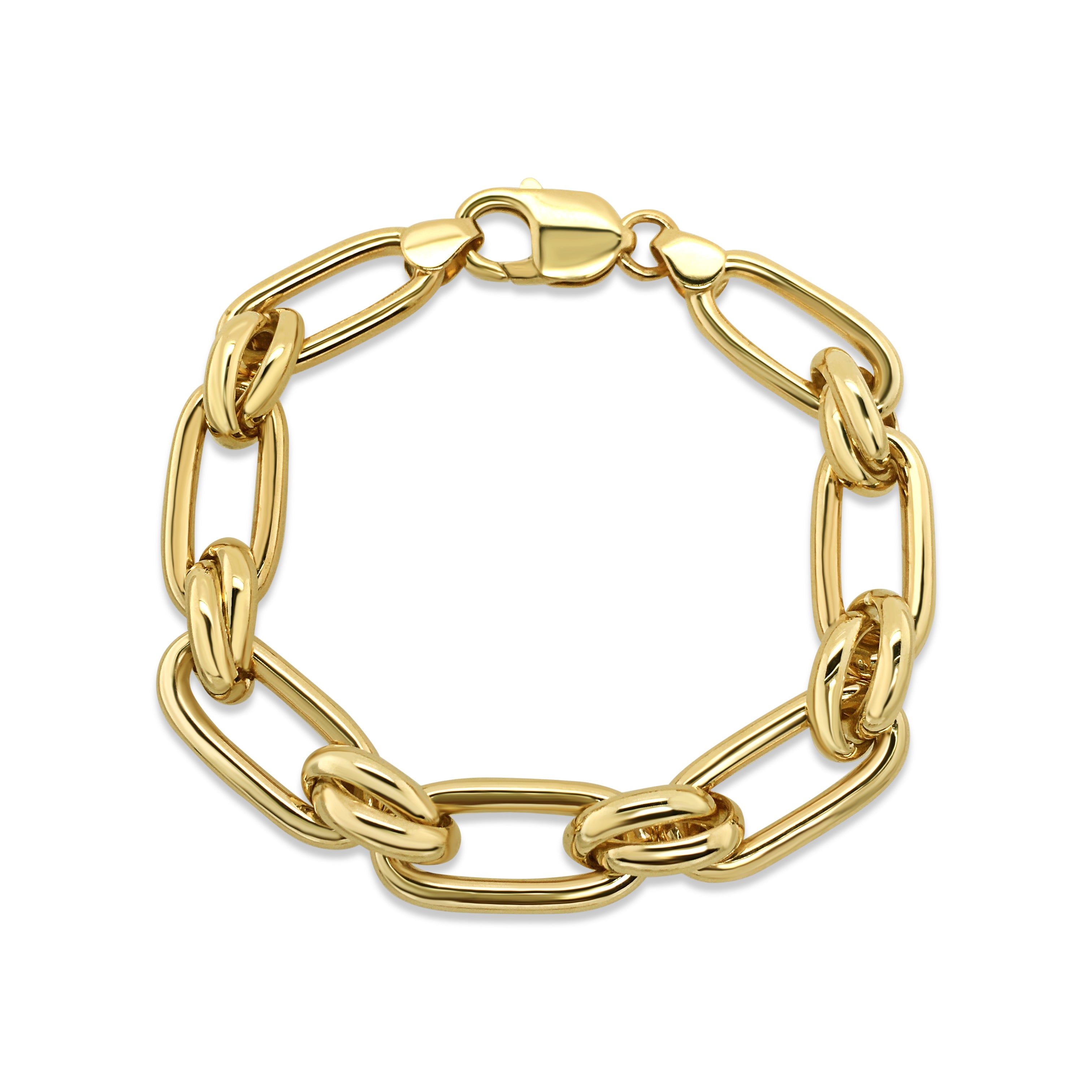 9ct Yellow Gold Silver Filled Extra Large Chain Bracelet – Diamonds ...