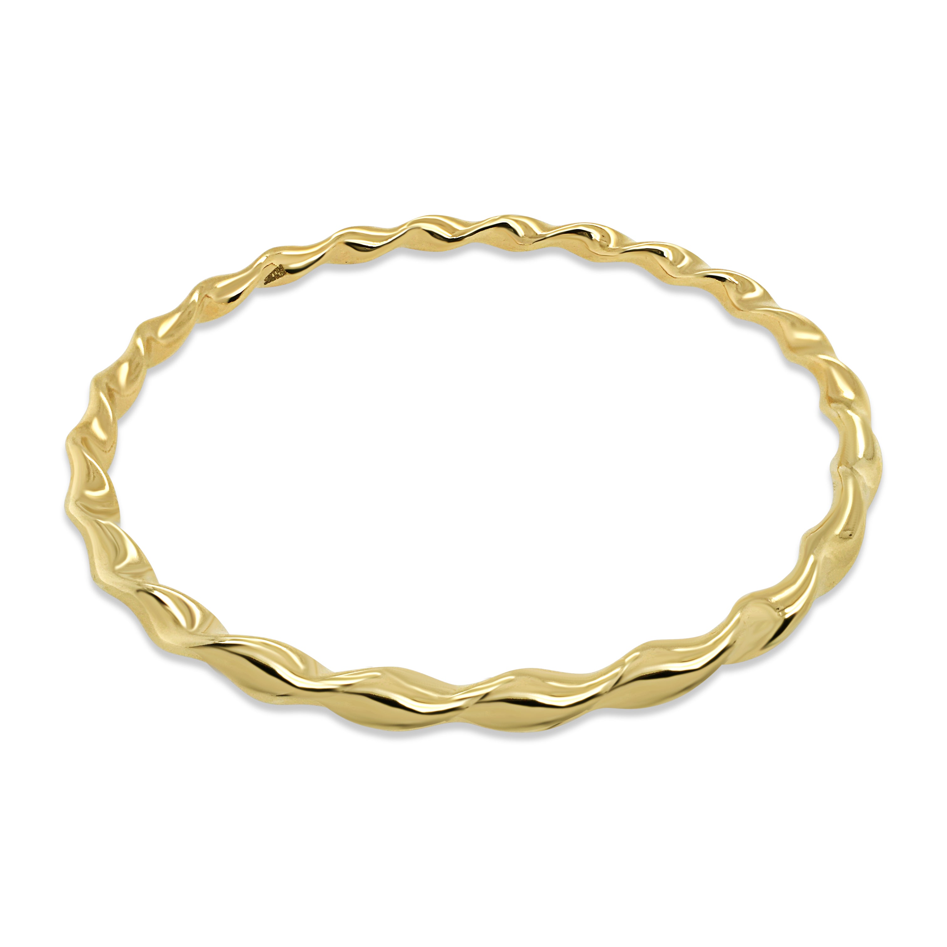 9ct Yellow Gold Silver Filled Solid Wave Bangle