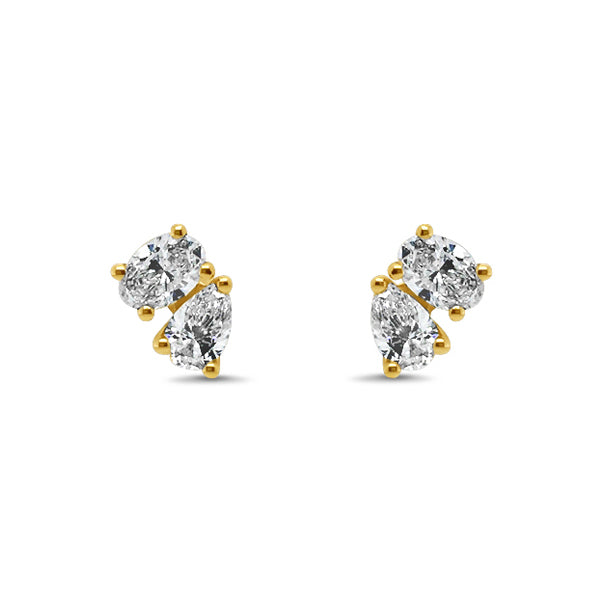 18ct Yellow Gold 0.60ct TW Toi & Moi Diamond Stud Earrings