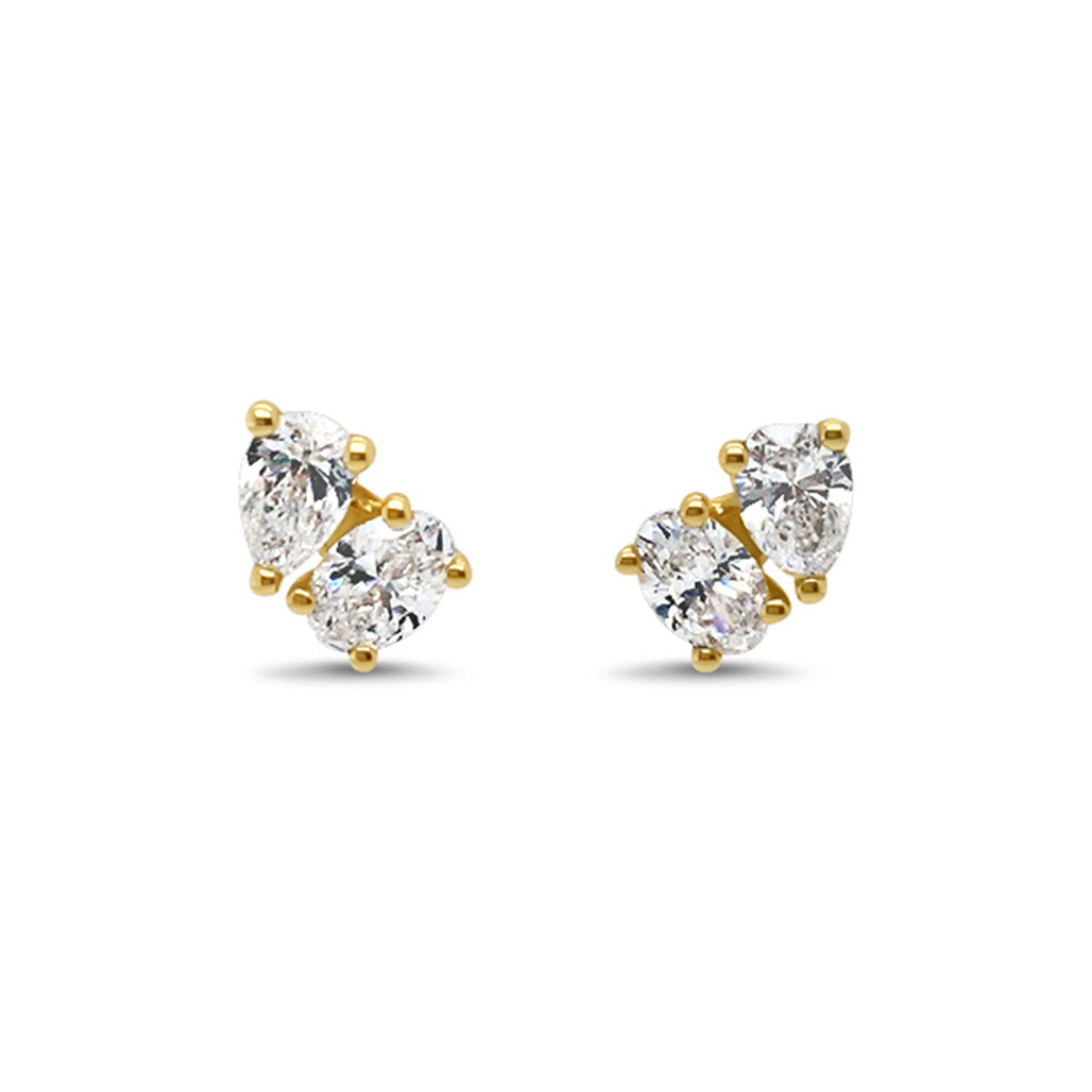 18ct Yellow Gold 0.60ct TW Toi & Moi Diamond Stud Earrings