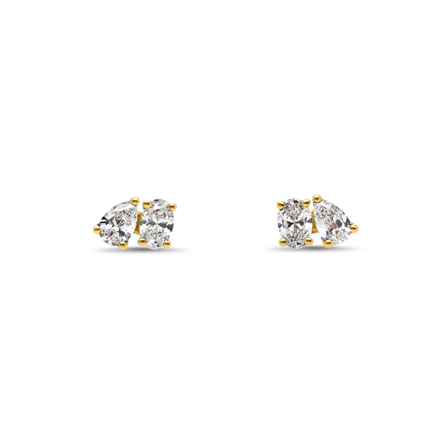 18ct Yellow Gold 0.60ct TW Toi & Moi Diamond Stud Earrings
