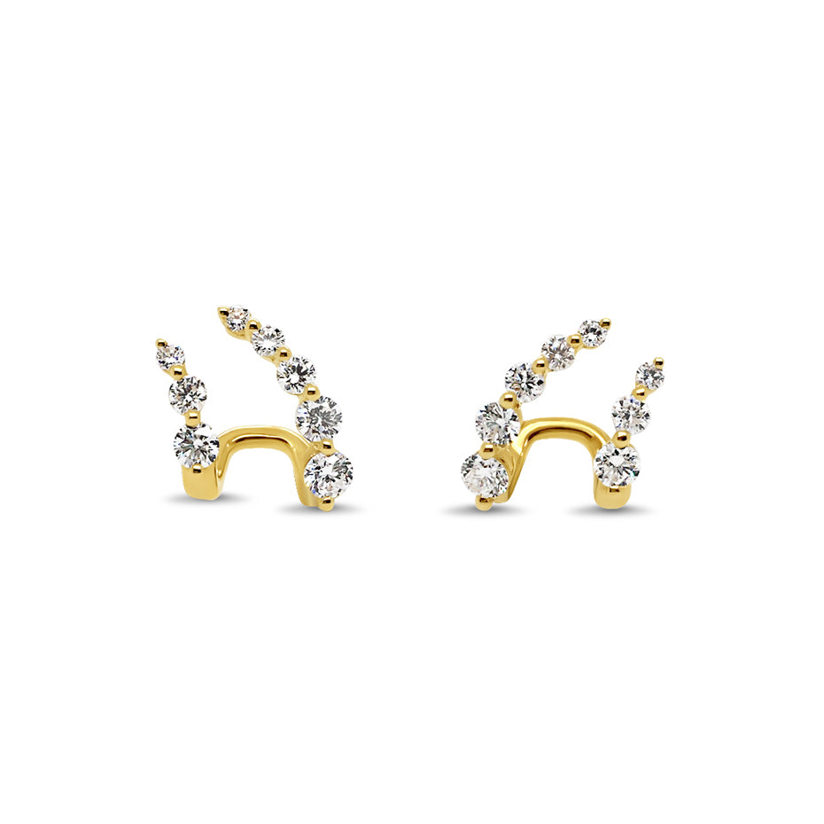18ct Yellow Gold 16= 0.71ct TW Diamond Hoop Stud Earrings