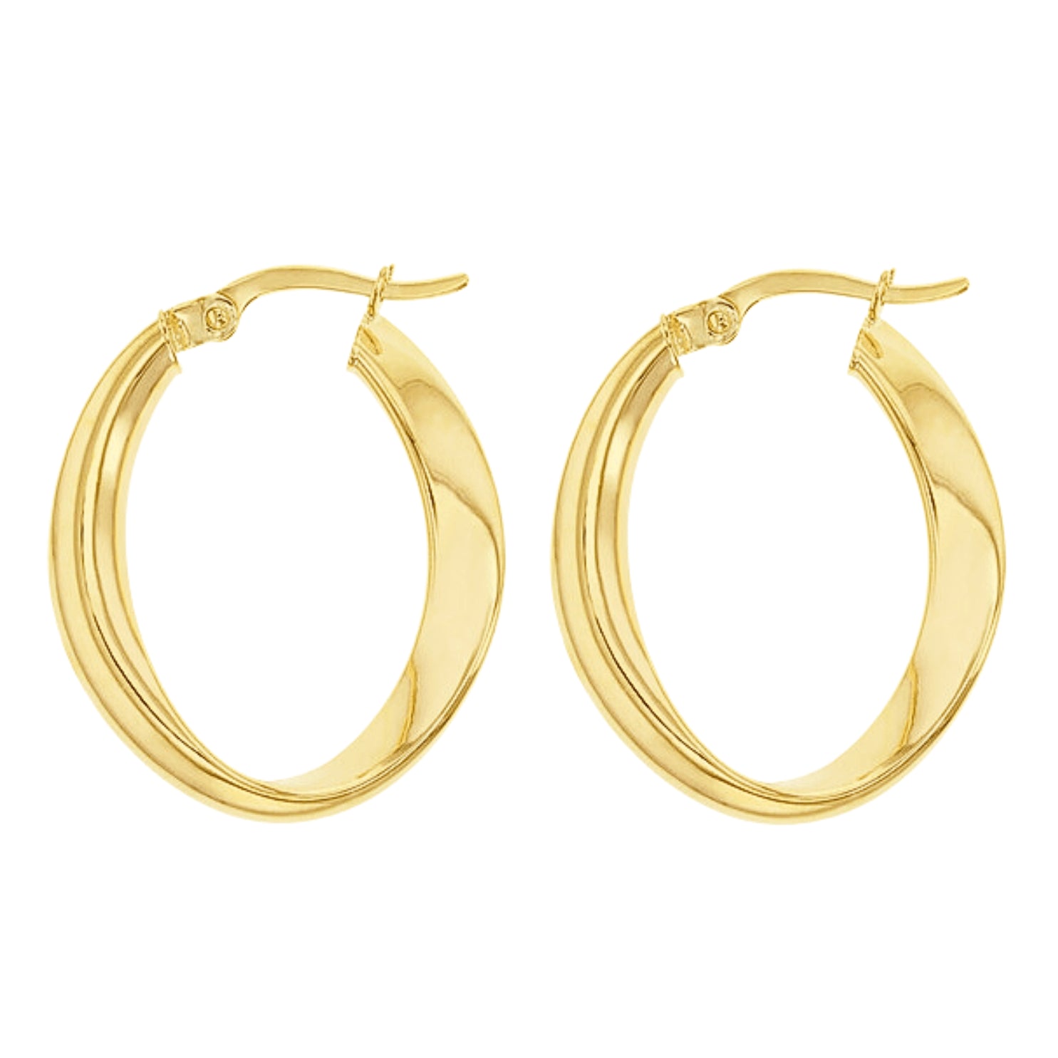 9ct Yellow Gold Oval Twist Hoop Earrings
