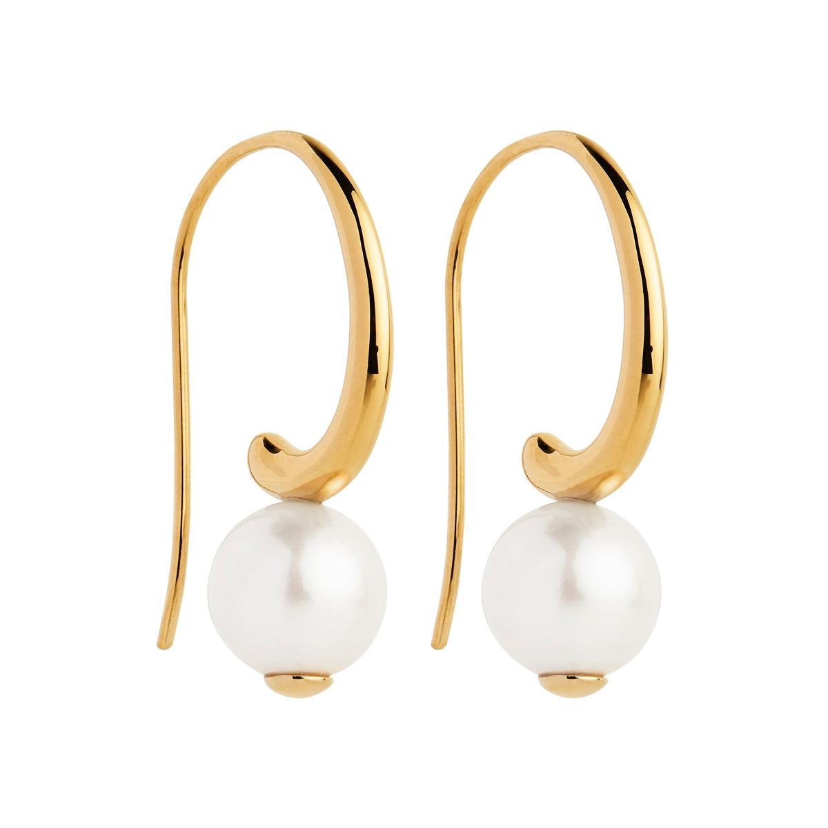 Yellow Gold Fern Pearl Earrings