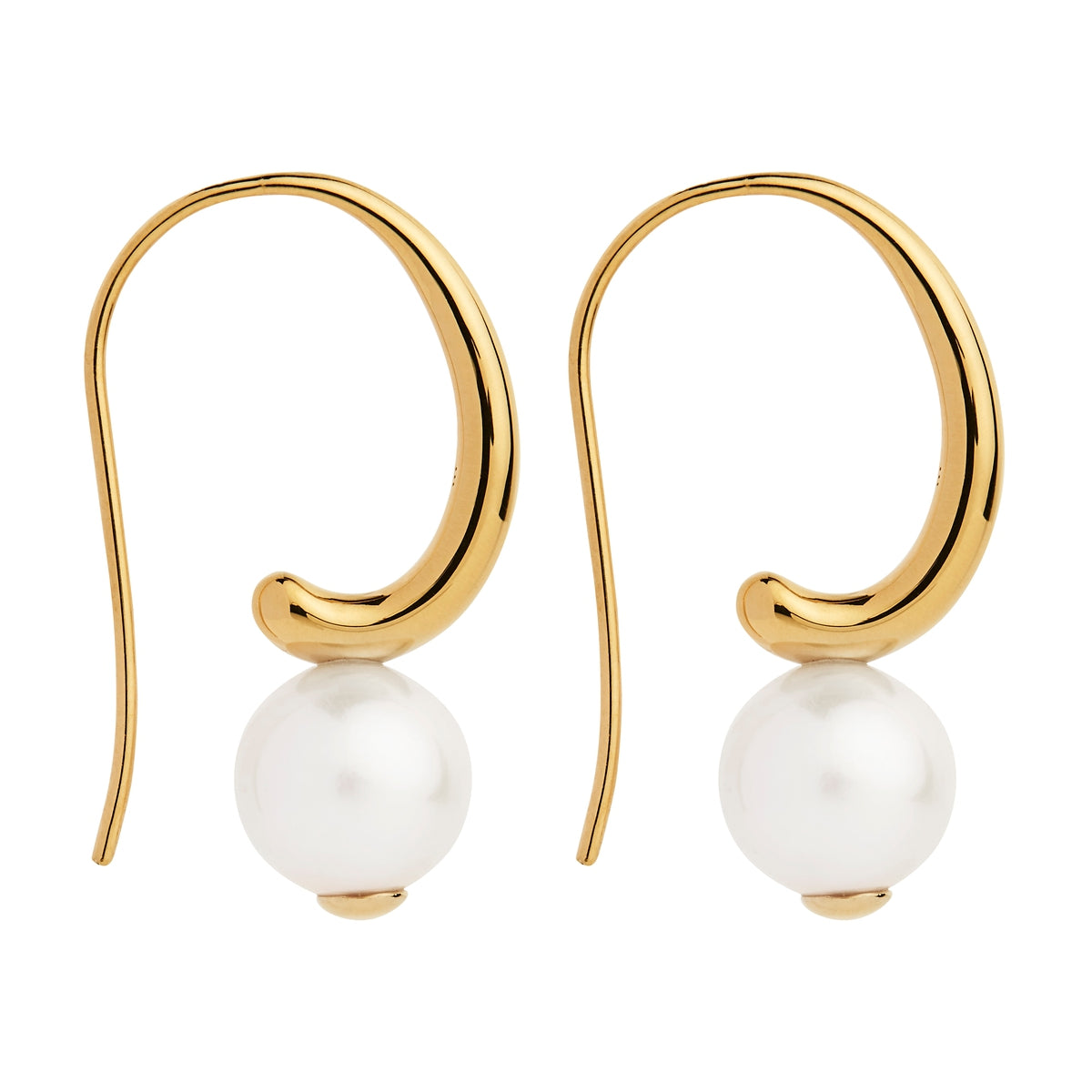 Yellow Gold Fern Pearl Earrings