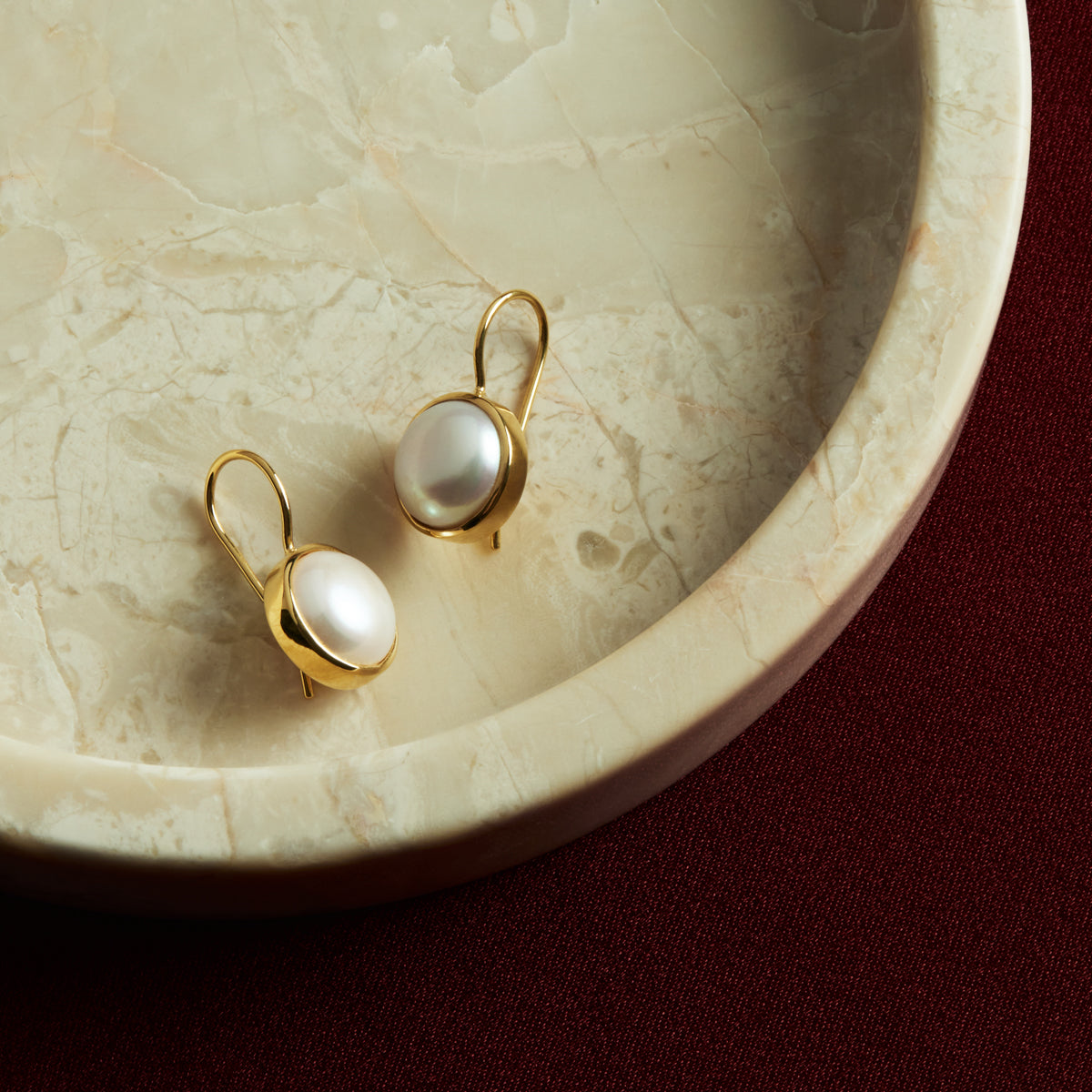 Yellow Gold Chroma Pearl Earrings