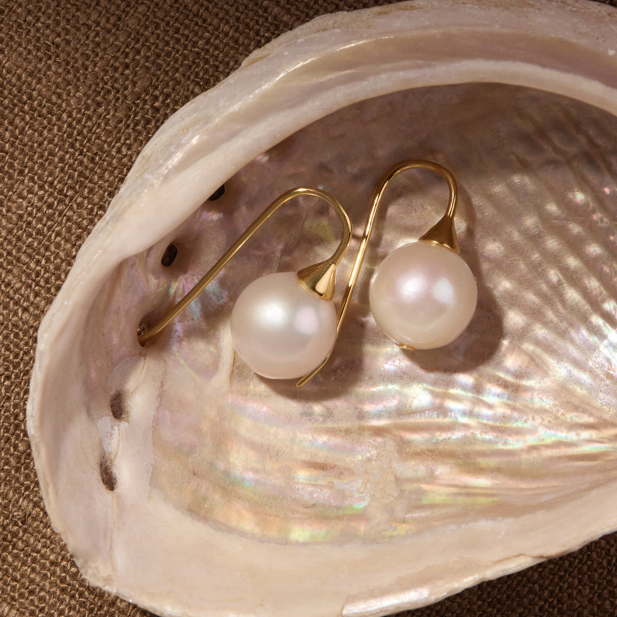 Yellow Gold Luna Pearl Earrings