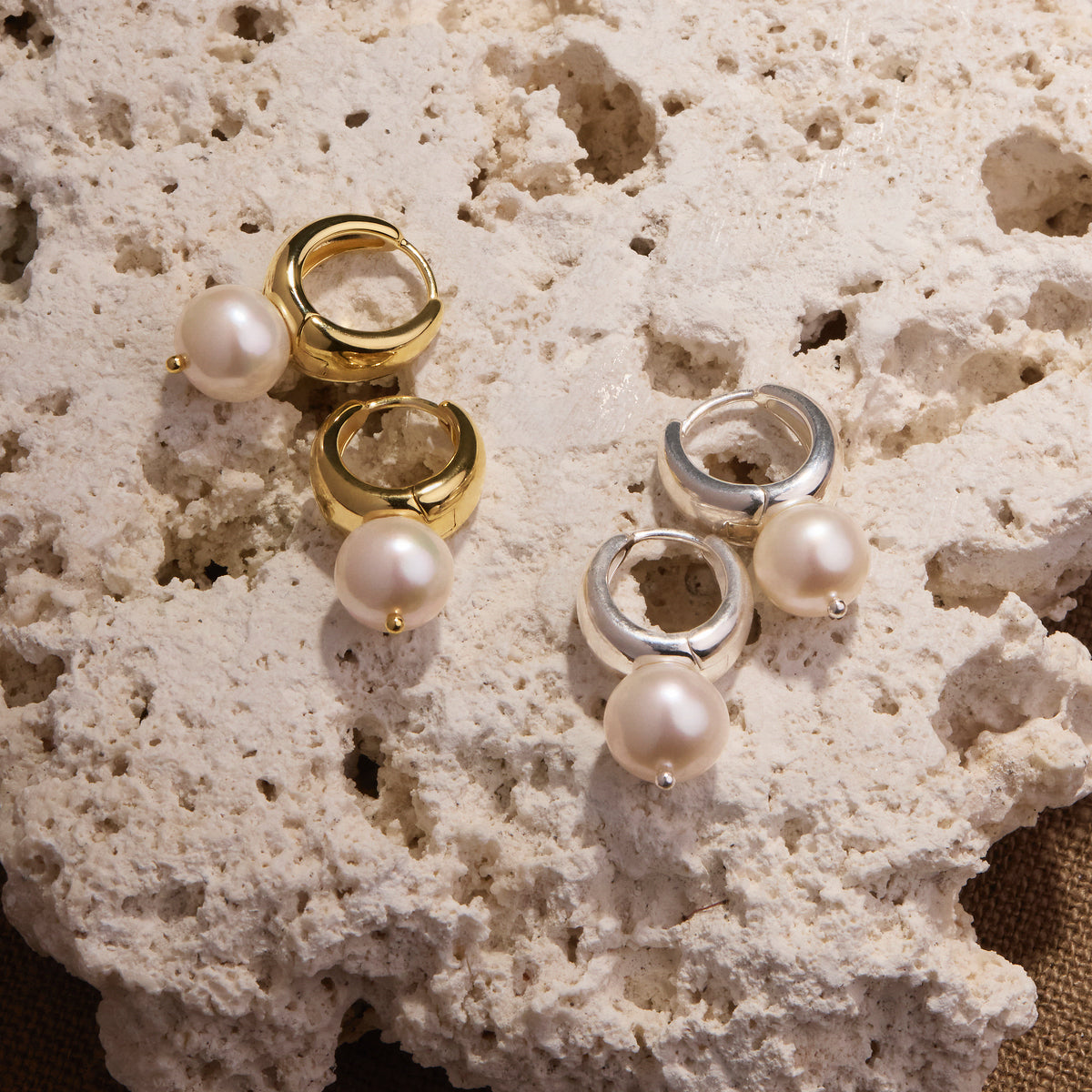 Yellow Gold Solana Pearl Earrings