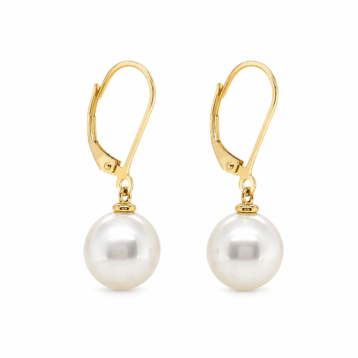 9ct Yellow Gold 9-10mm Pearl Hook Earrings