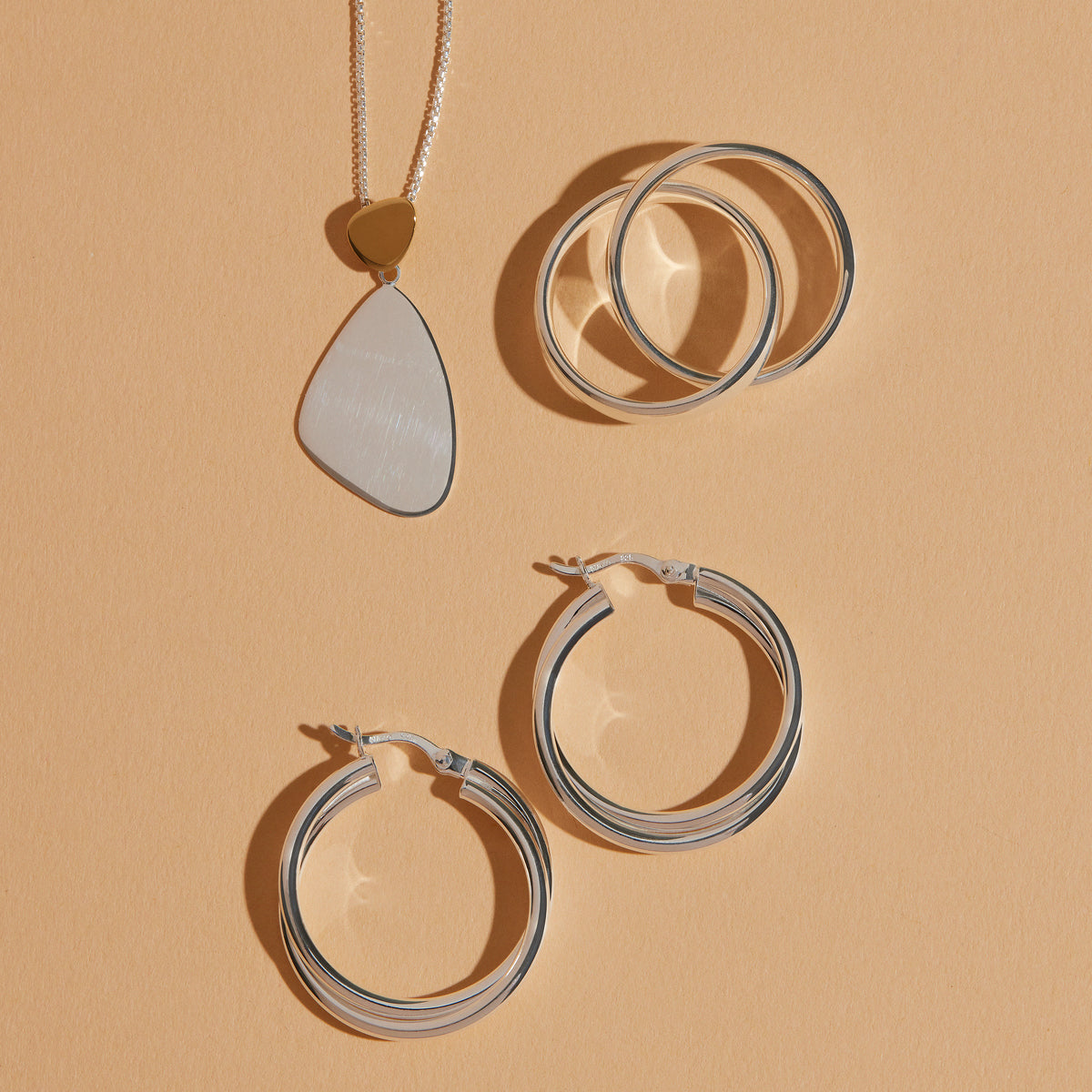 Sterling Silver & Yellow Gold Triangle Necklace
