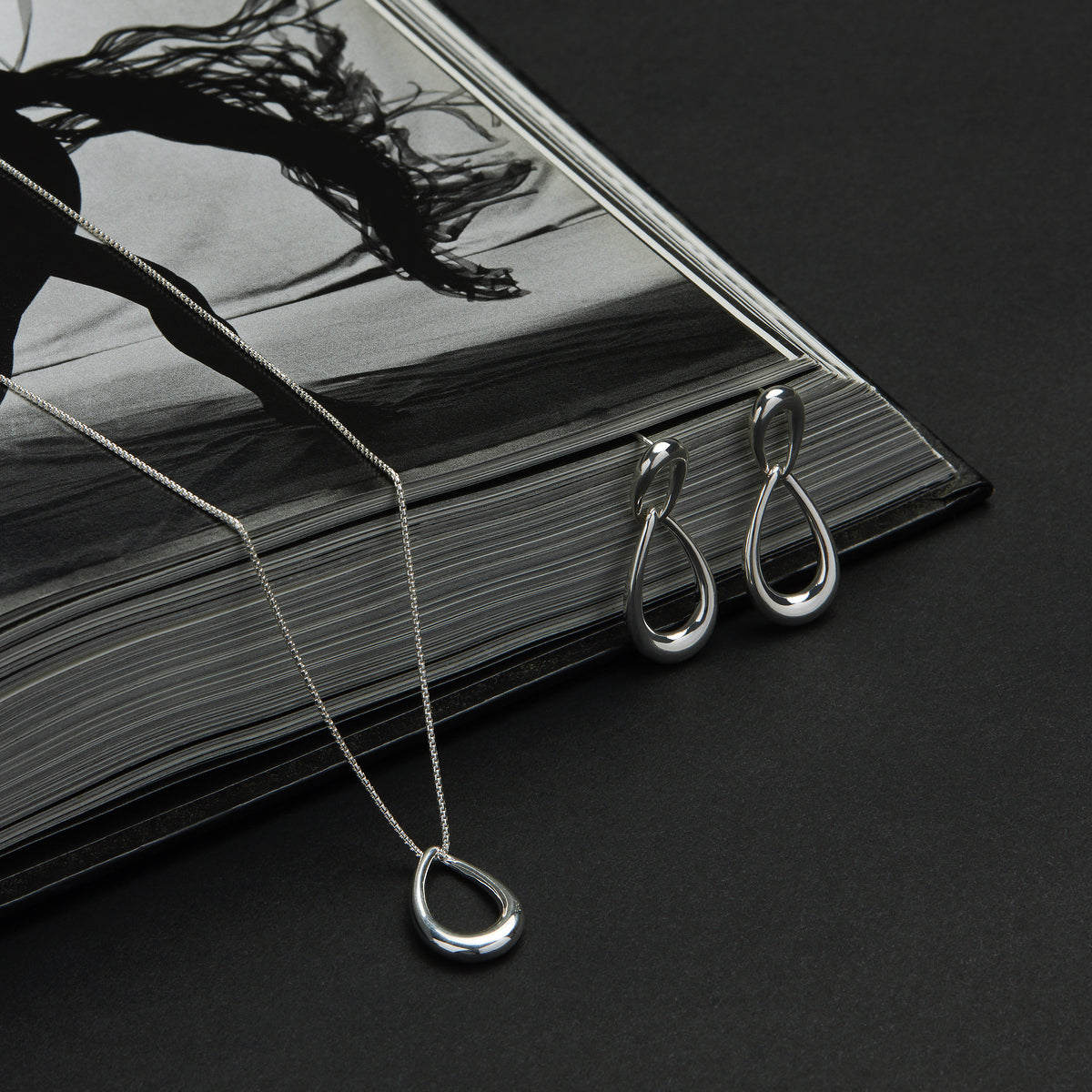 Sterling Silver Open Teardrop Necklace