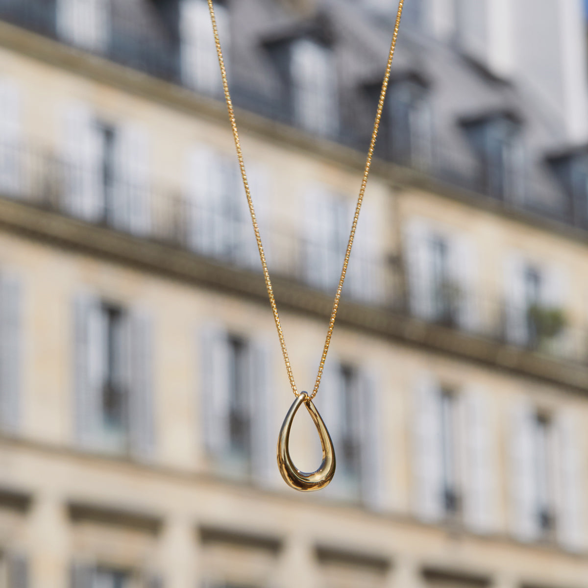 Sterling Silver & Yellow Gold Open Teardrop Necklace