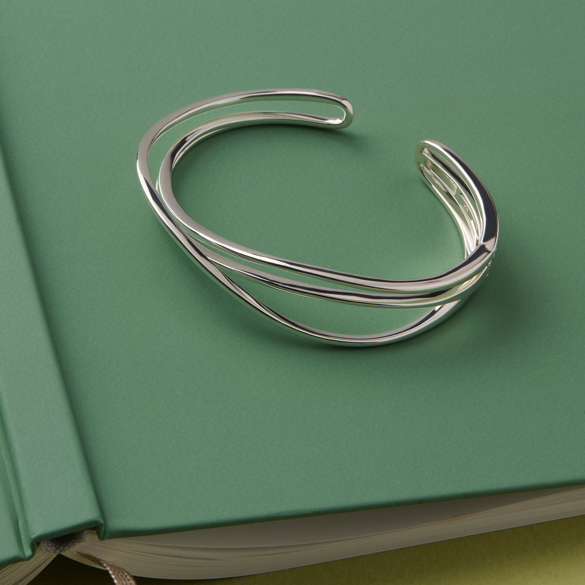 Sterling Silver Crossover Cuff Bangle