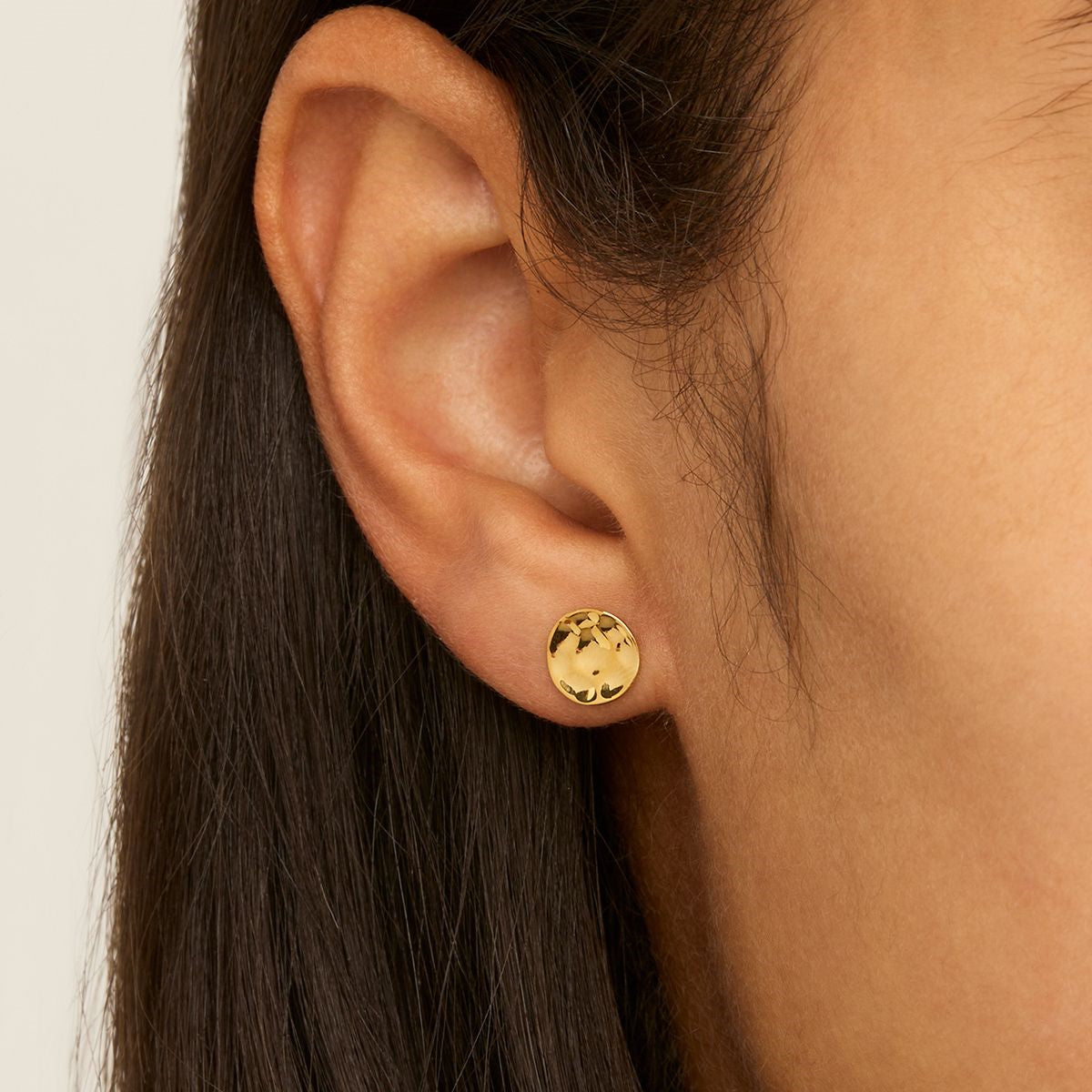 Yellow Gold Double Beat Stud Earrings