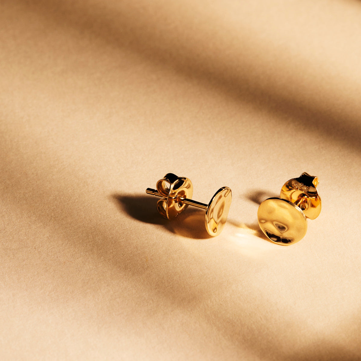 Yellow Gold Double Beat Stud Earrings