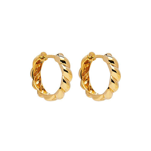 Yellow Gold Zippy Twist Huggie Earrings