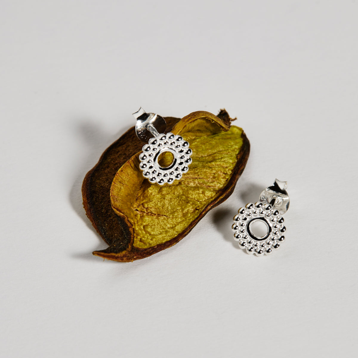 Silver Nectar Stud Earrings