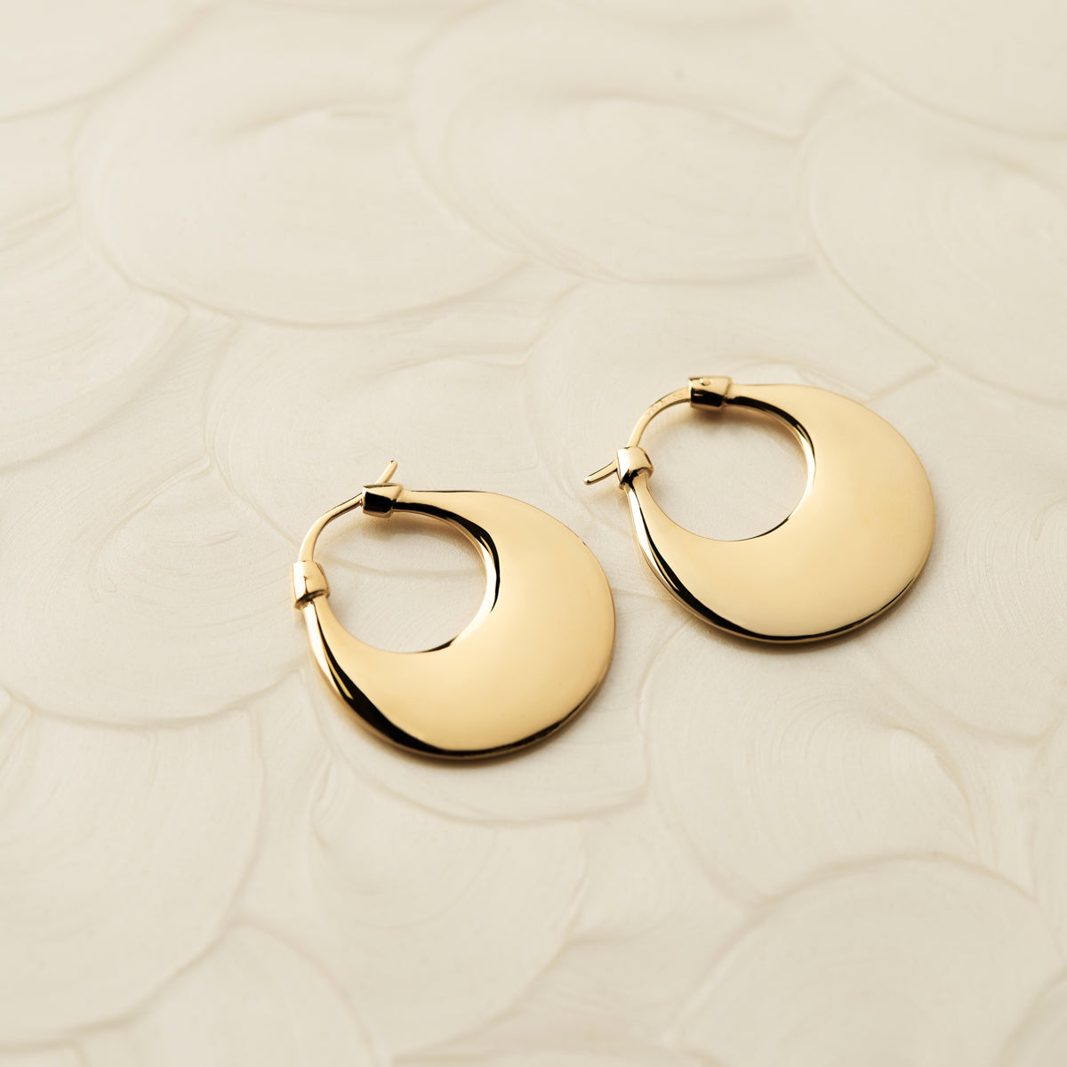 Yellow Gold Cresence Hoop Earrings