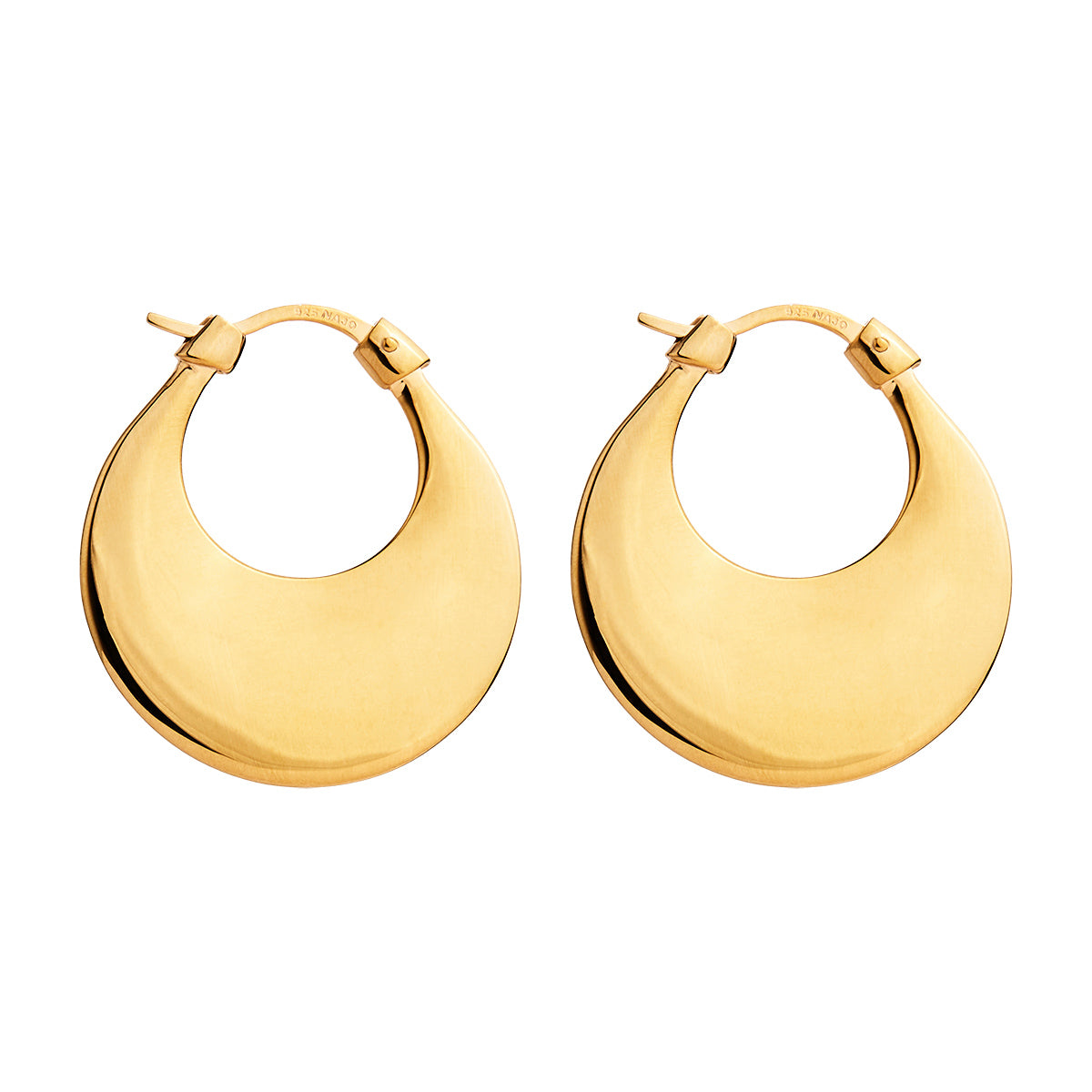 Yellow Gold Cresence Hoop Earrings